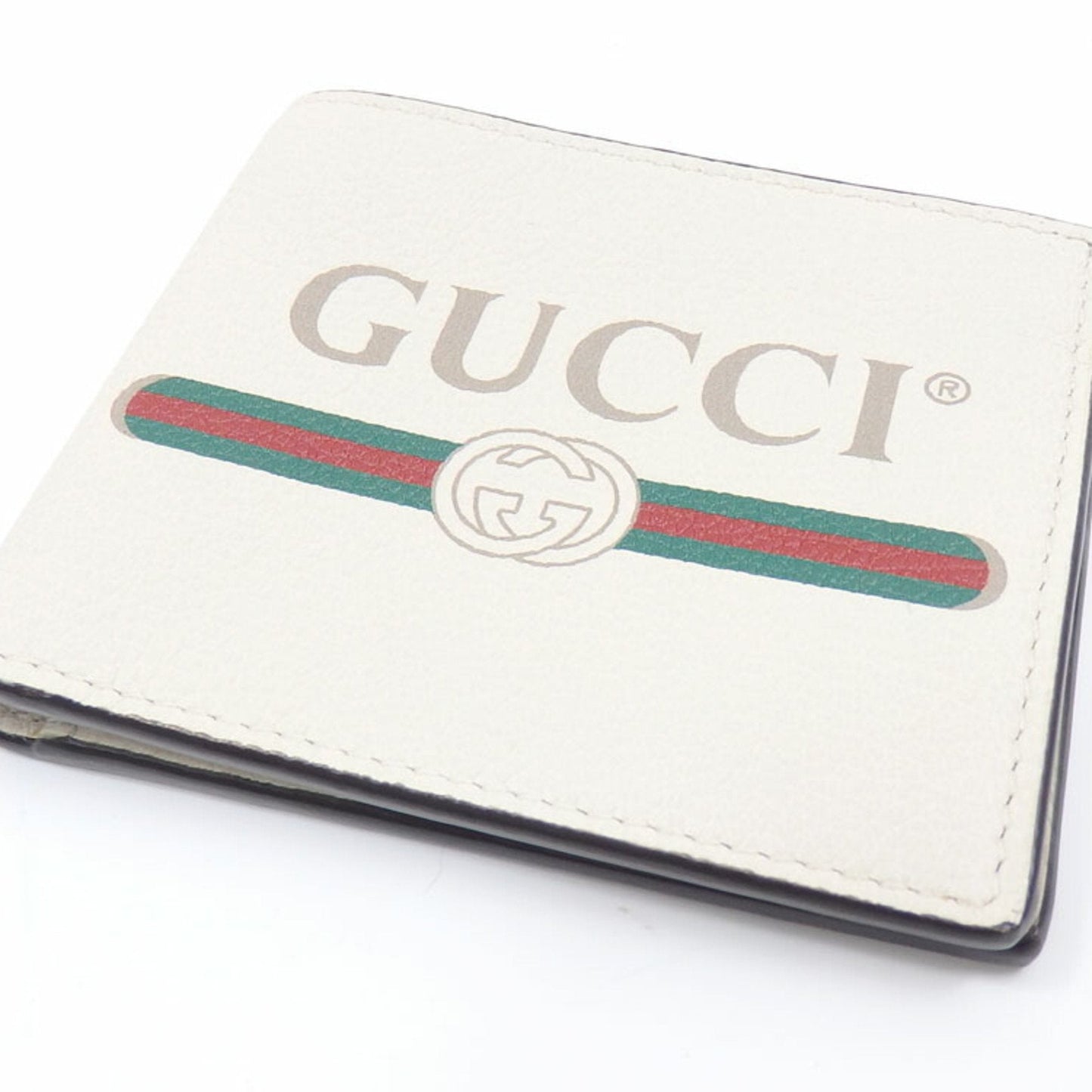 Gucci bi-fold wallet men's off-white white leather 496309