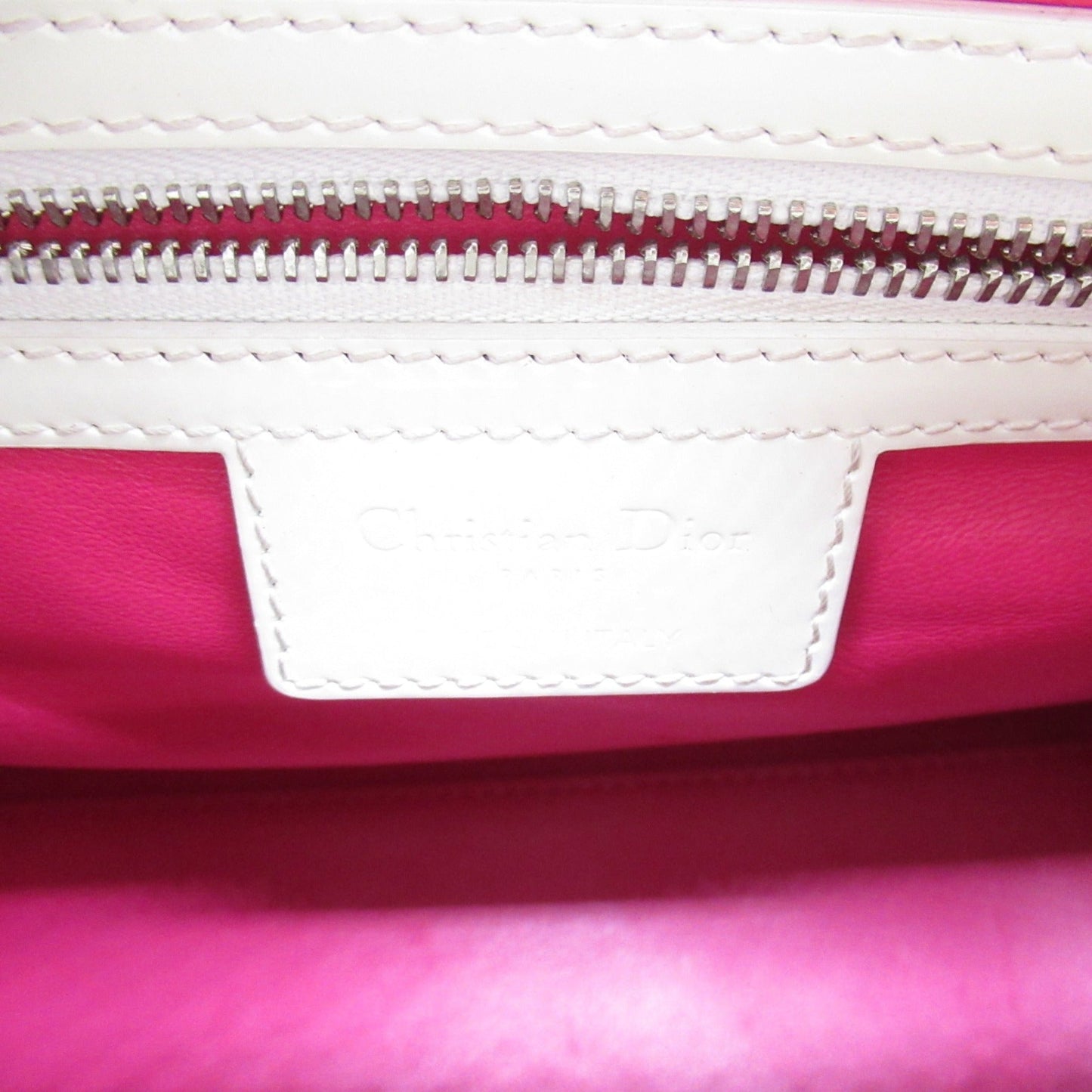 Dior Lady Dior Tote Bag White Pink enamel