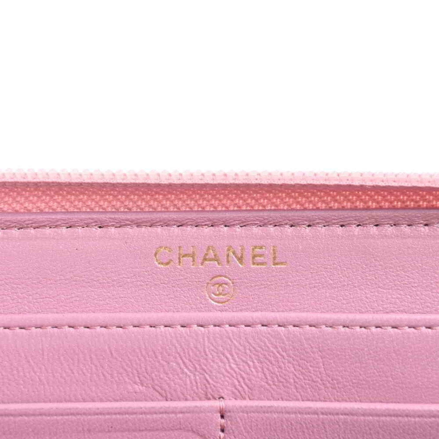 Chanel Lambskin Boy Coco Mark Round Long Wallet Pink Caviar Skin