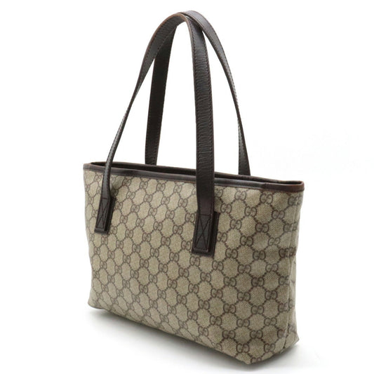 GUCCI GG Supreme Plus Tote Bag Shoulder Beige Dark Brown 181086