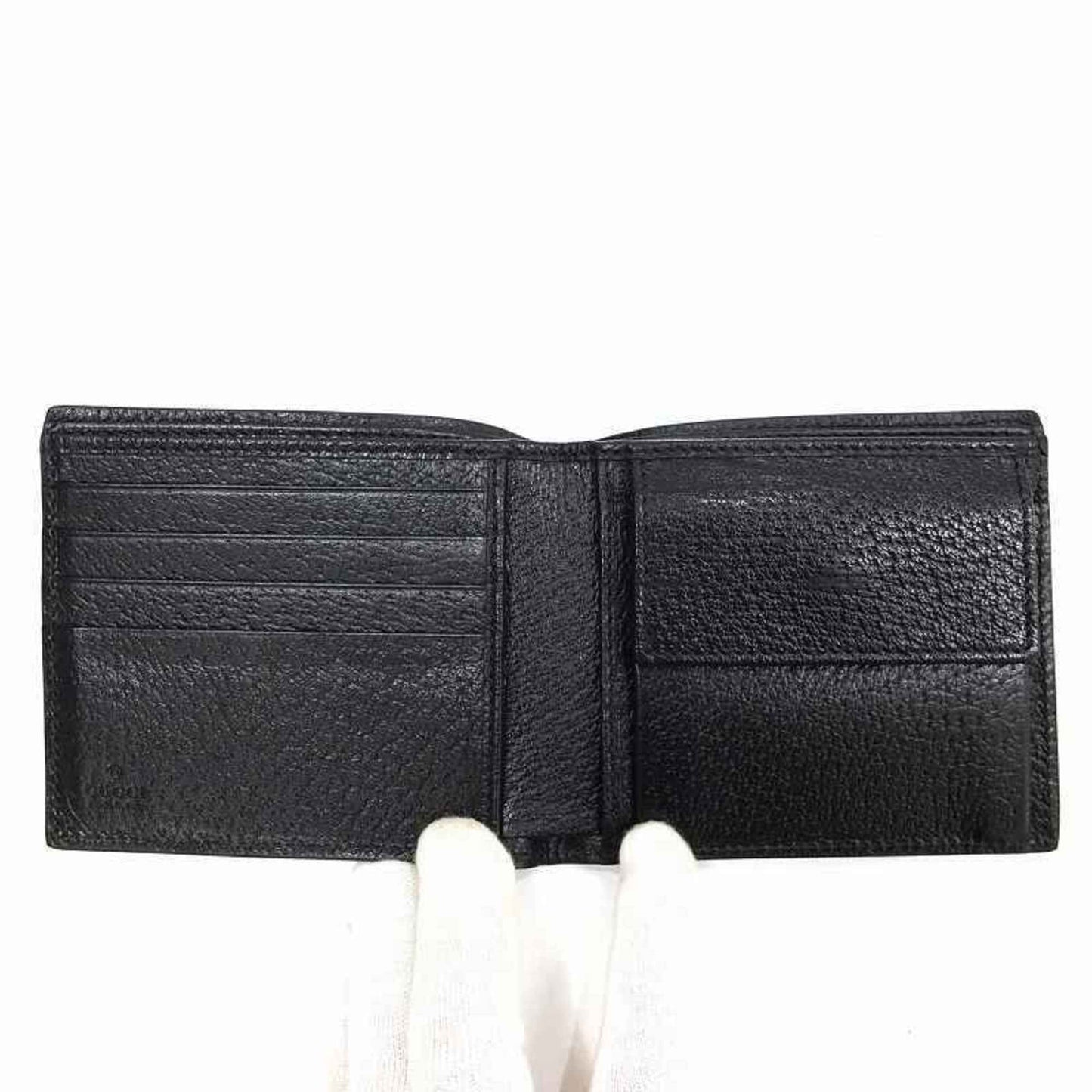 GUCCI GG Marmont Fold Wallet 428725 203887 Leather Black Bifold Gold Men's Women's Unisex