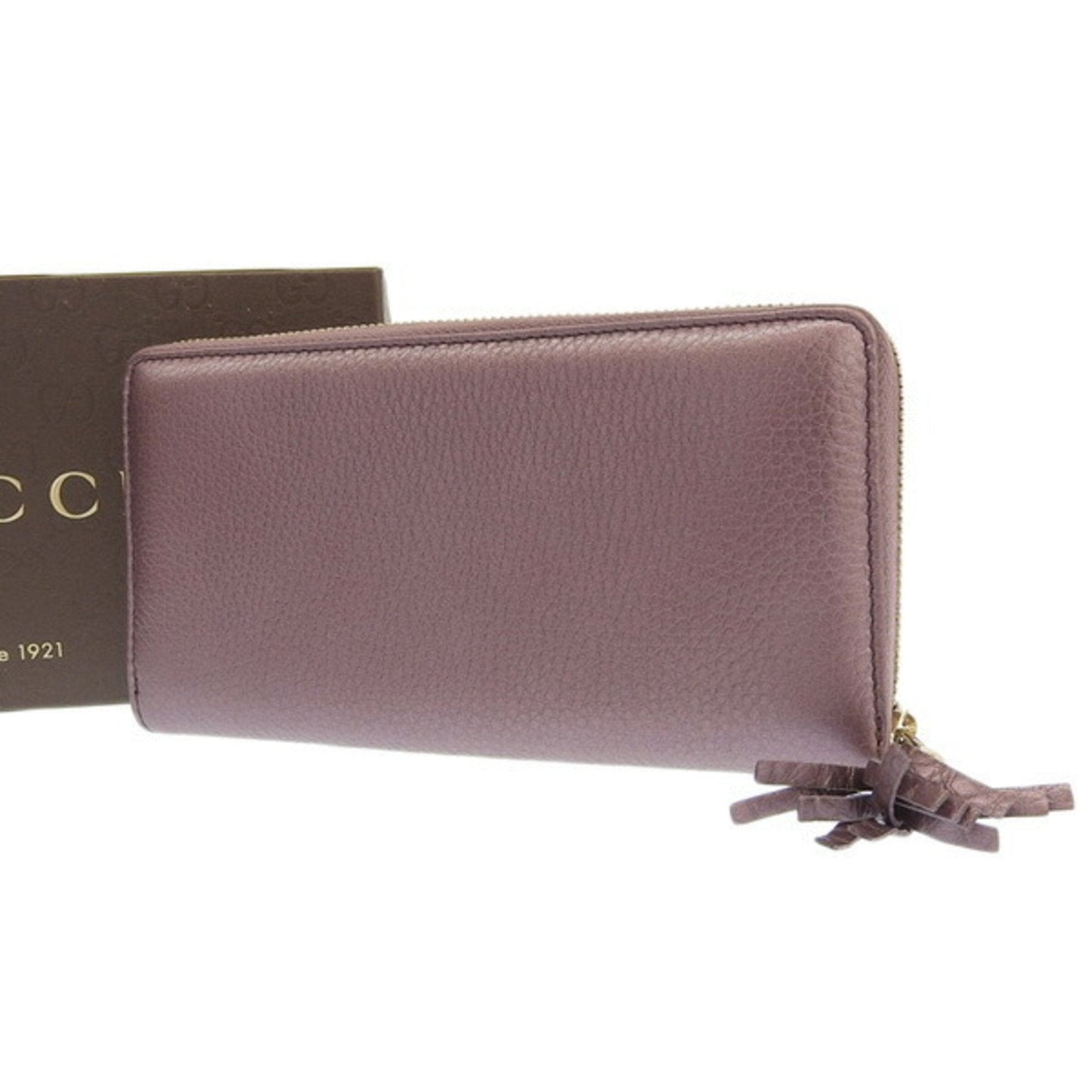 Gucci interlocking G Soho leather round long wallet purple