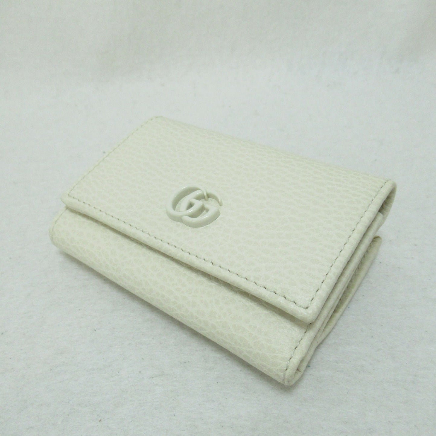 GUCCI GG Momant Trifold Wallet White leather 644407