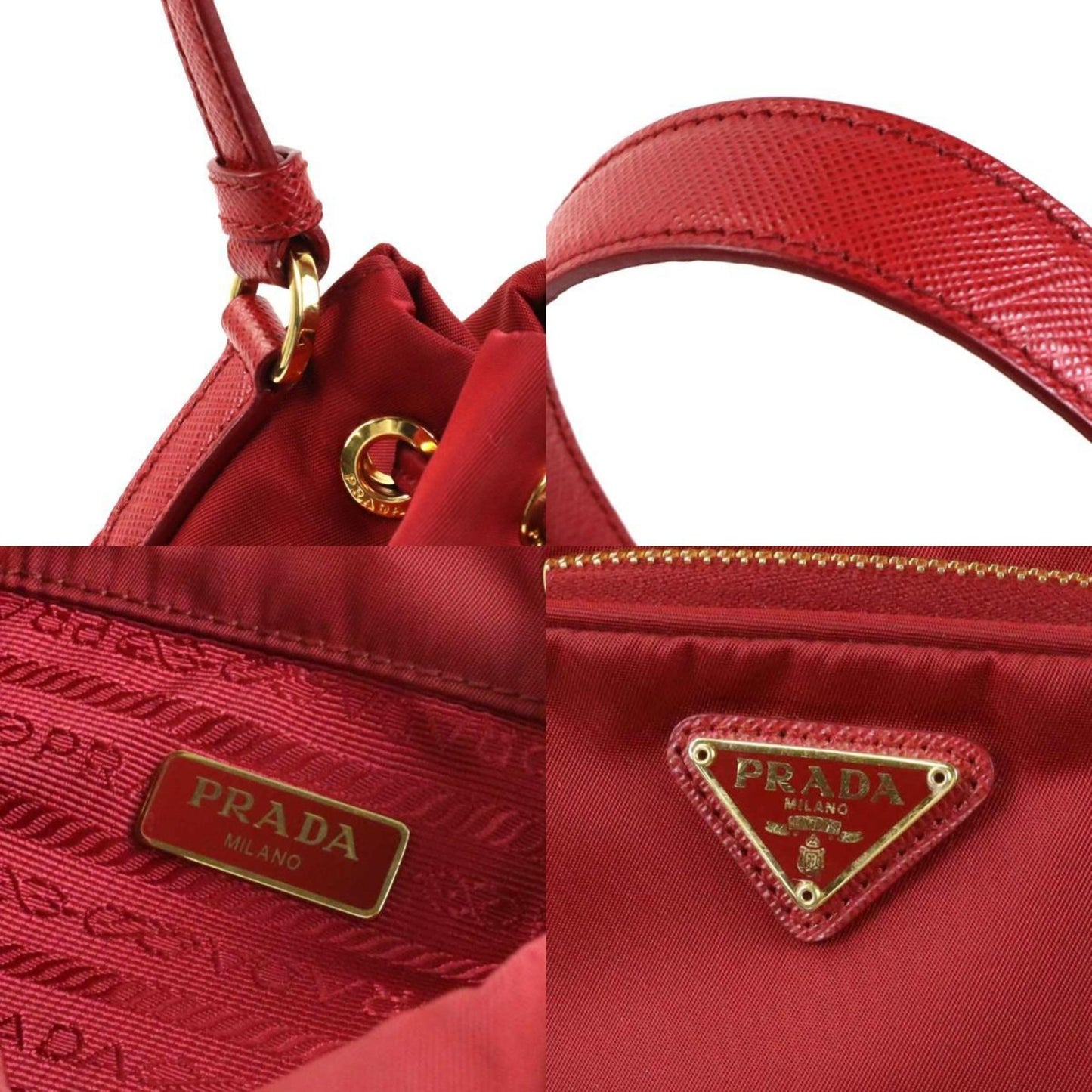 PRADA Crossbody Shoulder Bag Handbag Nylon Red Ladies 1BH038