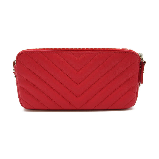 CHANEL Chain wallet Shoulder Bag Red Calfskin [cowhide]