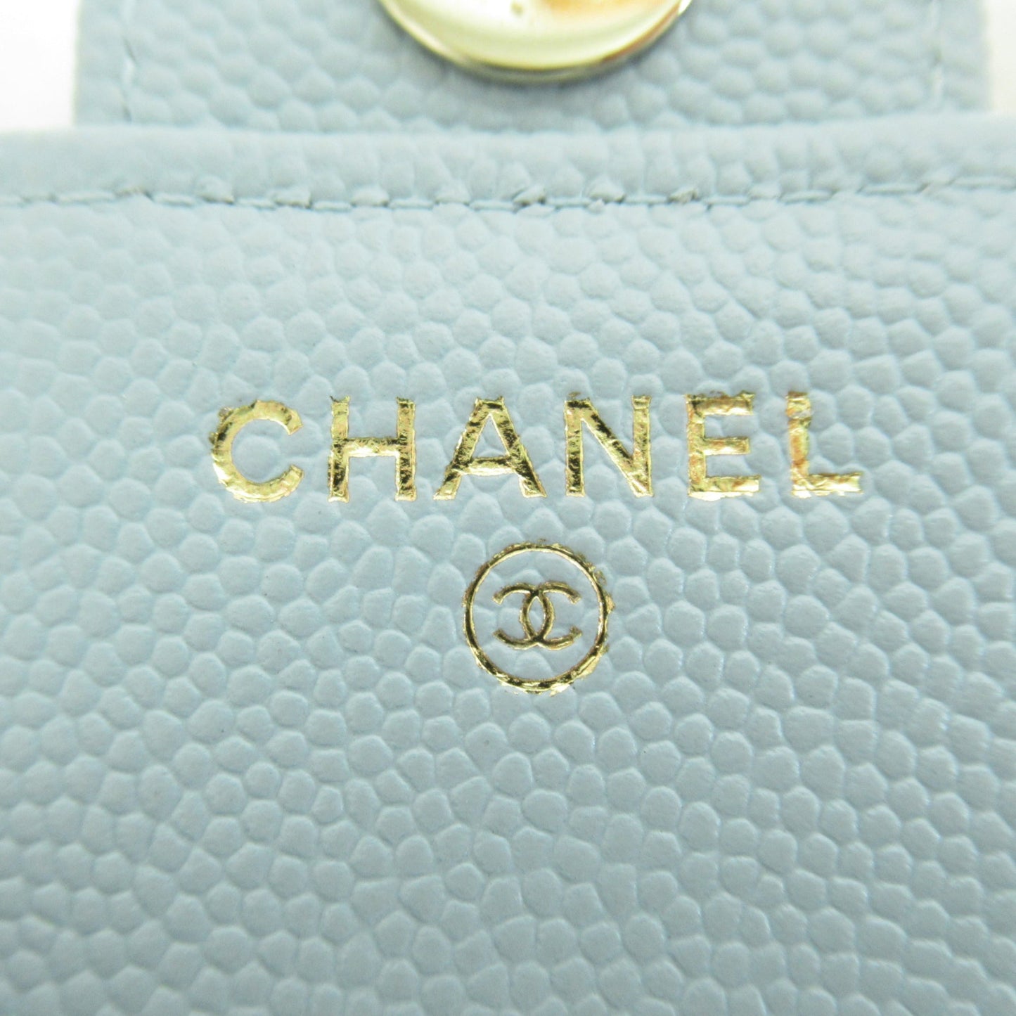 CHANEL Phone Wallet Shoulder Bag Blue Light blue Caviar Skin [Grained Calf] AP2096