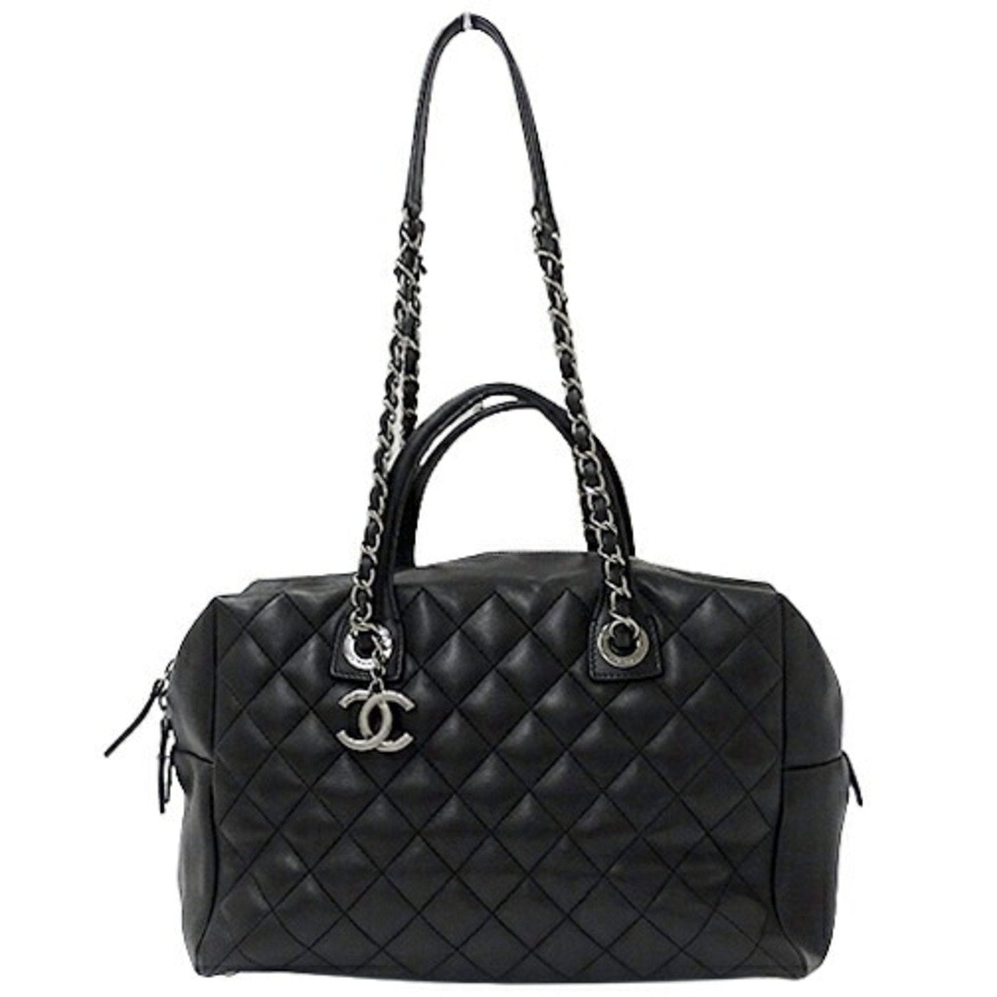 CHANEL bag matelasse lady's tote handbag 2way leather black