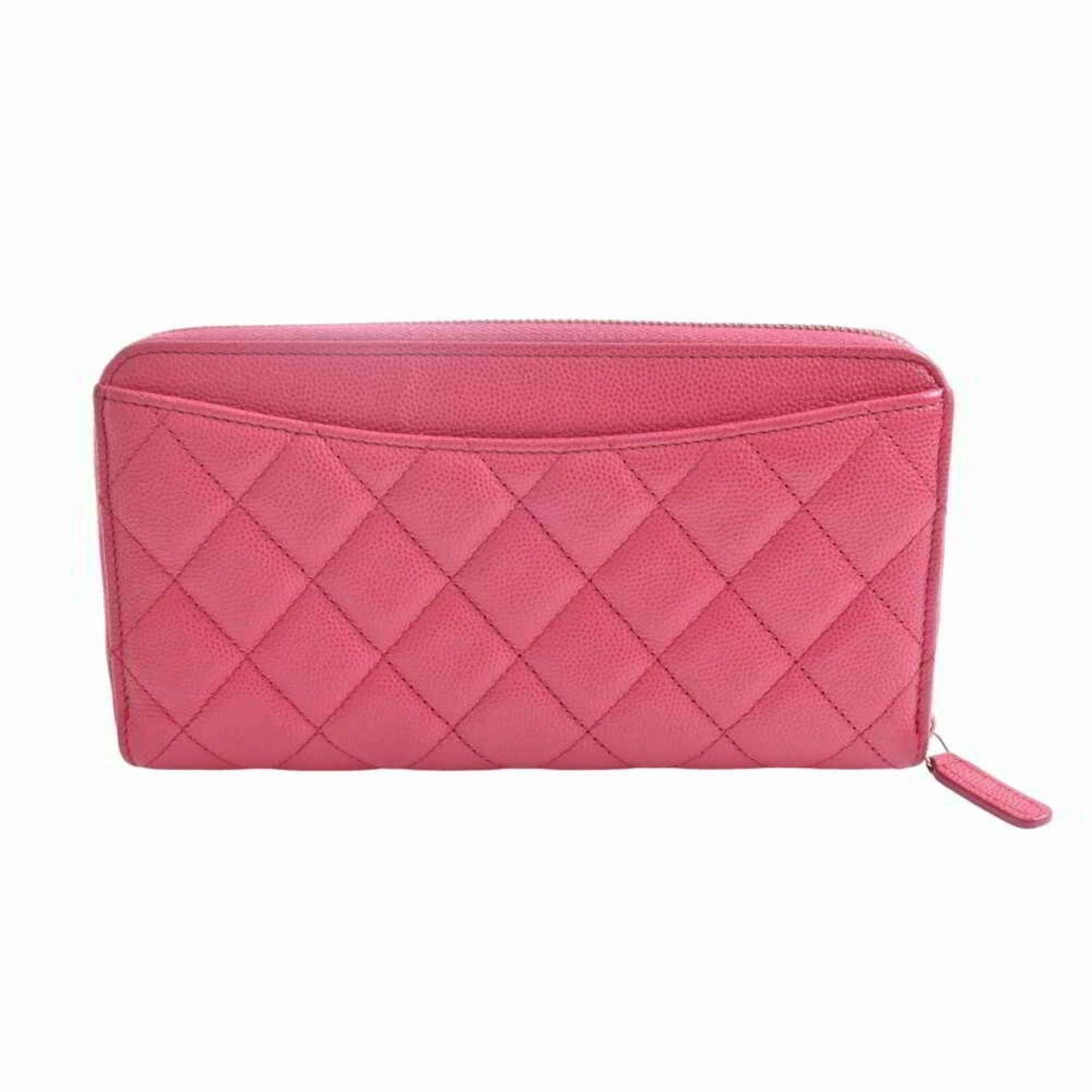 Chanel Caviar Skin Matelasse Coco Mark Timeless Classic Round Long Wallet Pink