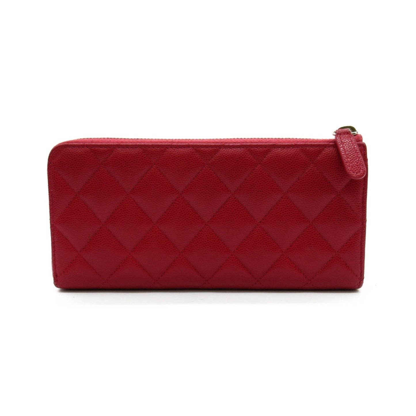 CHANEL L-shaped zipper long wallet Red Calfskin [cowhide] A68778