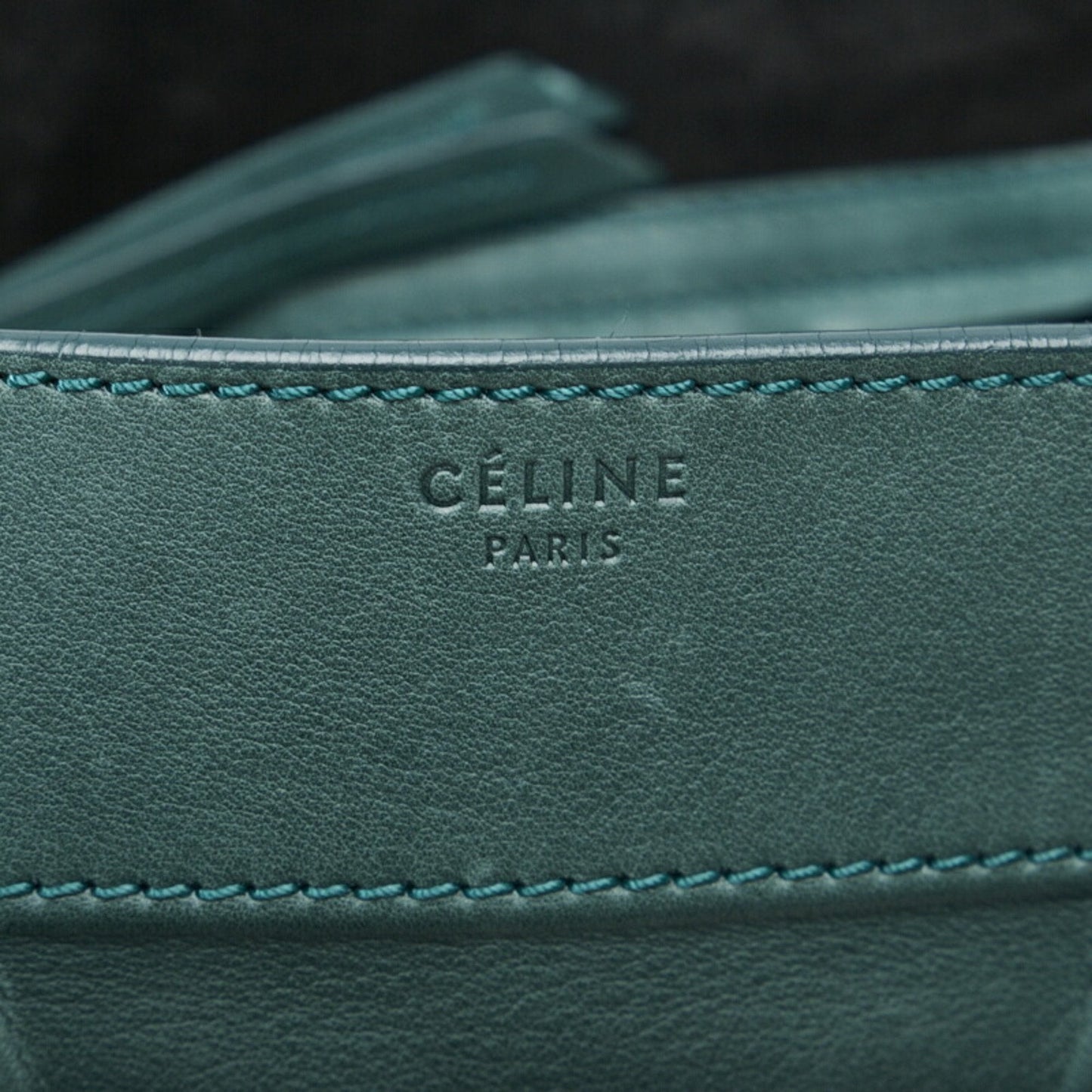 Celine Luggage Phantom Tote Bag Handbag Green Leather Ladies