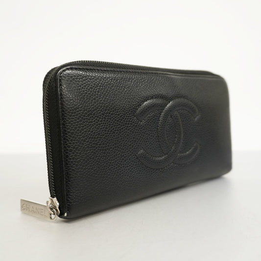 CHANEL  Long Wallet [bi-fold] Gold Hardware Women's Caviar Leather Long Wall