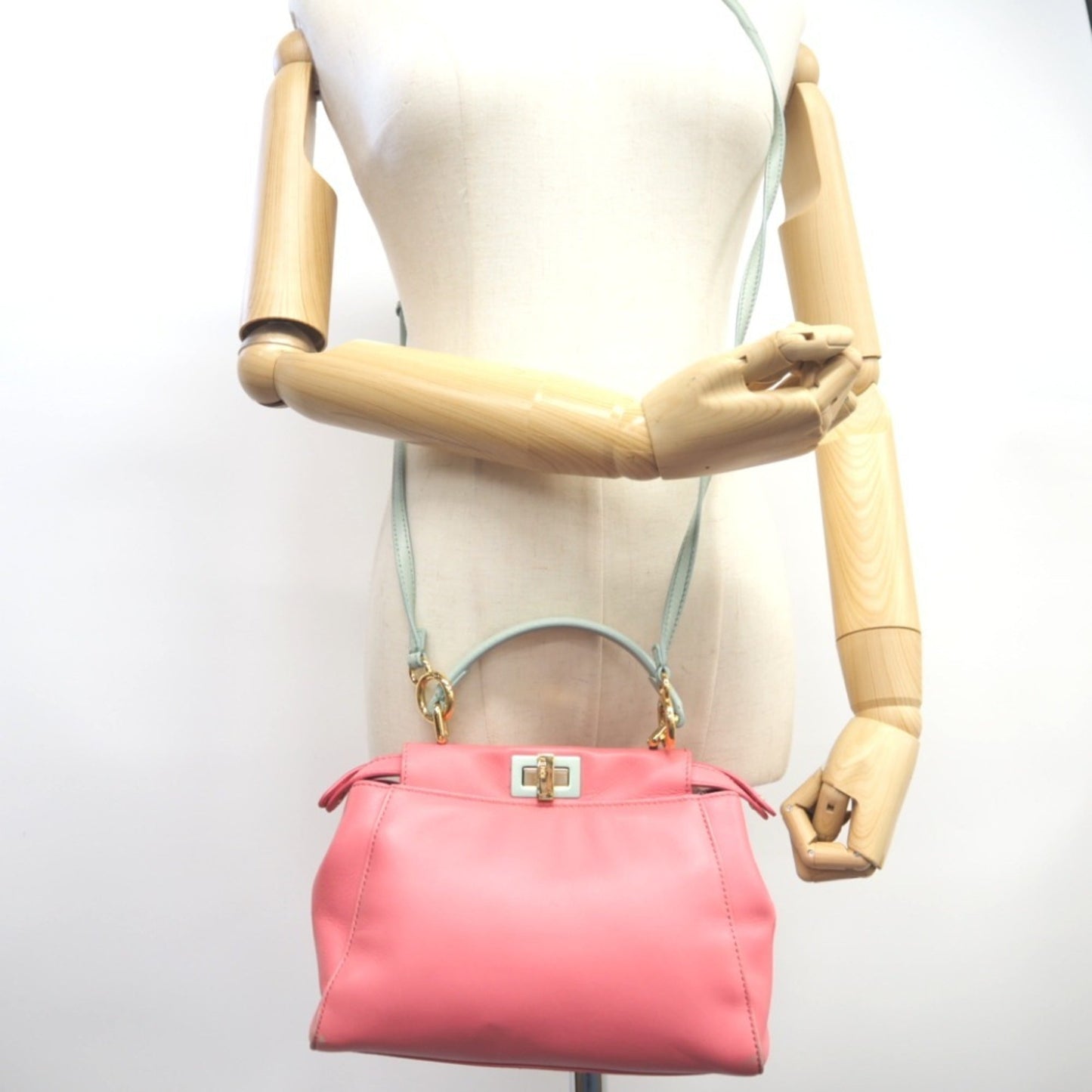 FENDI 8BN244 Mini Peekaboo 2way Handbag Shoulder Bag Pink Ladies