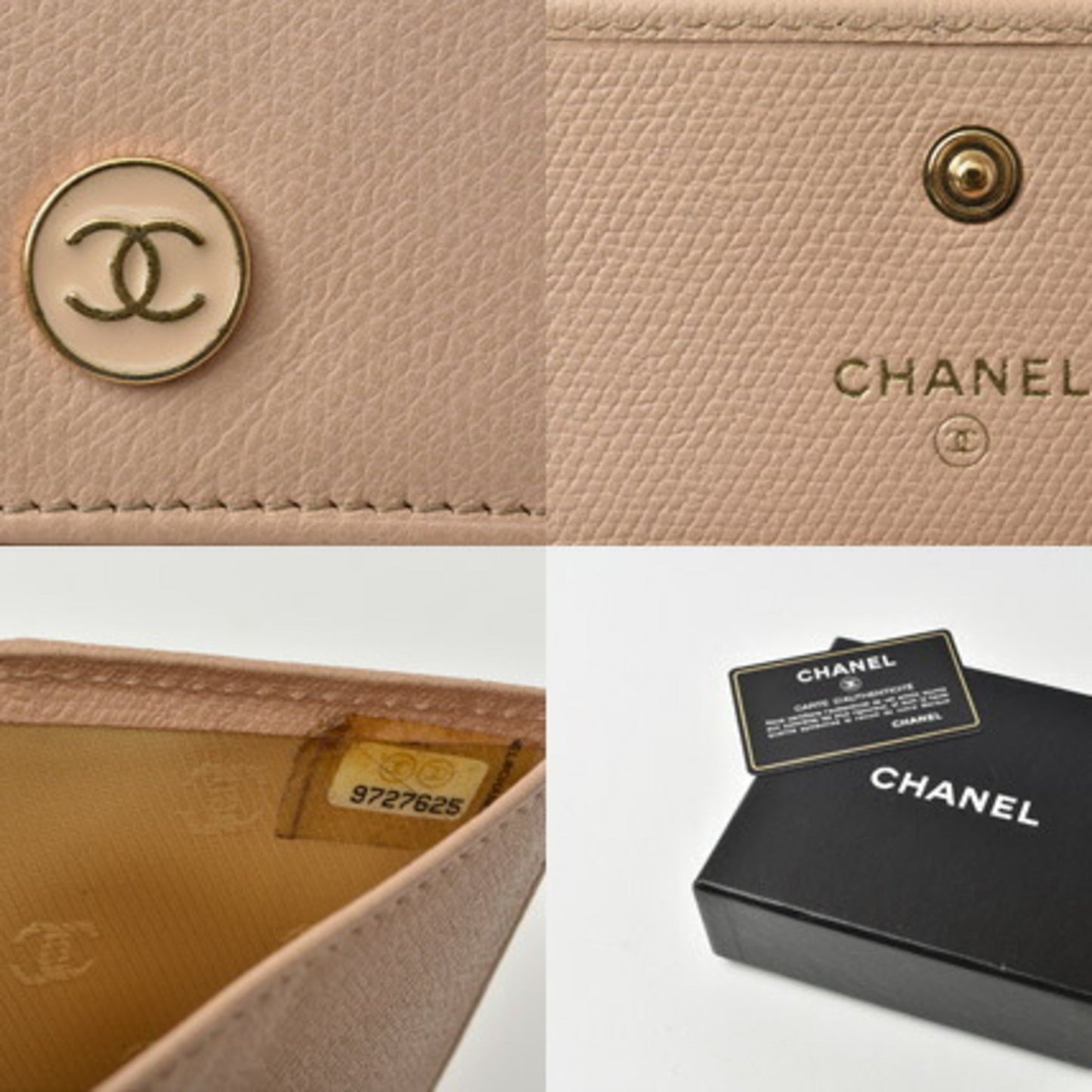 Chanel Folded Wallet Double Hook A20902 Coco Mark Beige