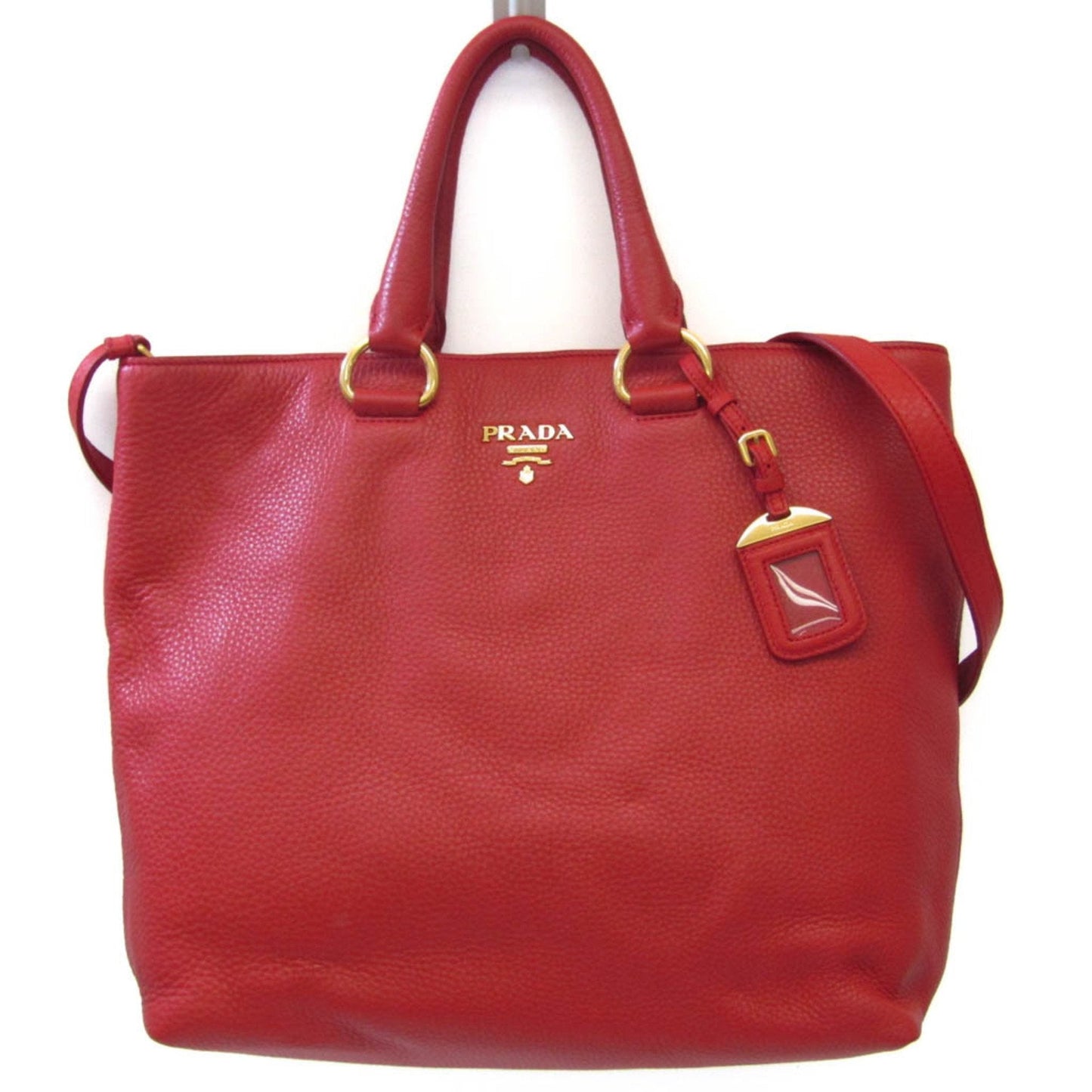 PRADA Women's Leather Shoulder Bag,Tote Bag Red Color