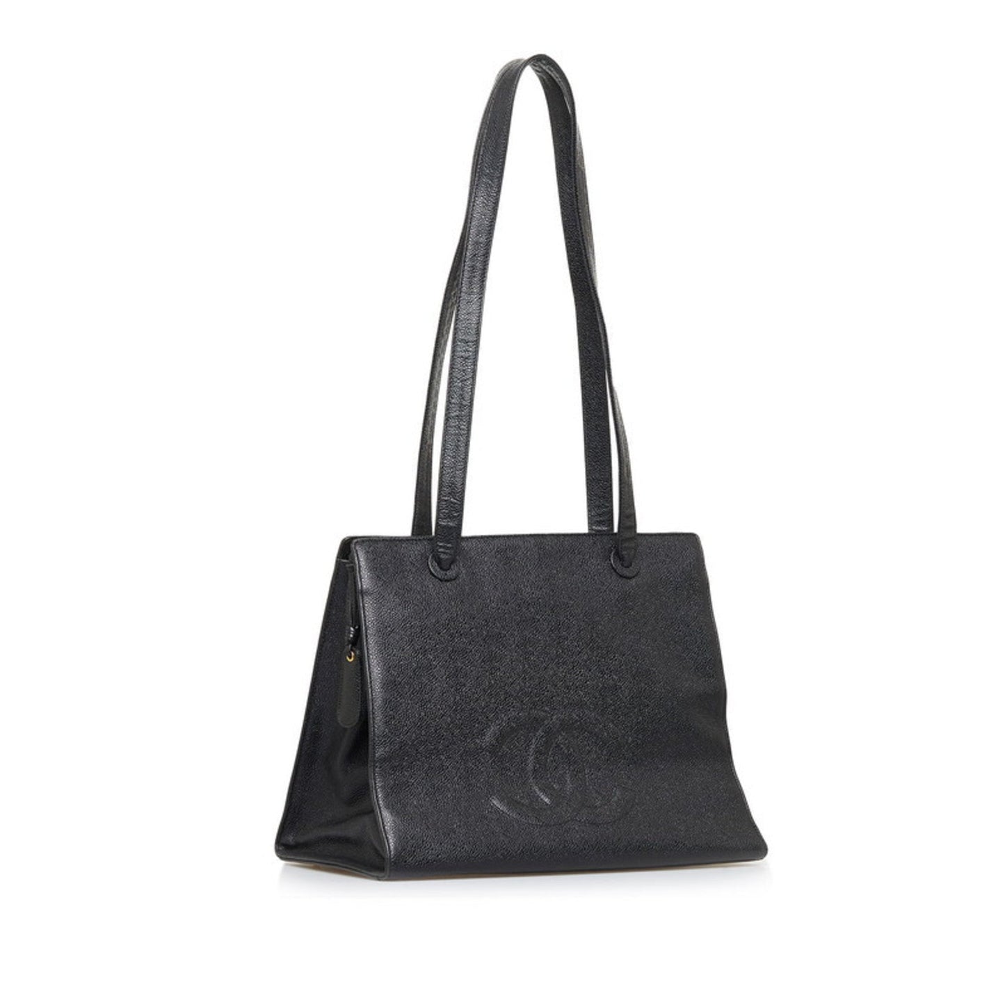 CHANEL Coco Mark Tote Bag Shoulder Black Caviar Skin Women's