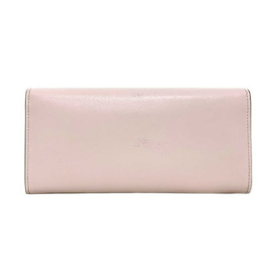 Fendi Long Bi-Fold Wallet Pink Gold Mon 8M0251 Leather GP FENDI Ladies Bugs Eye Motif Flap