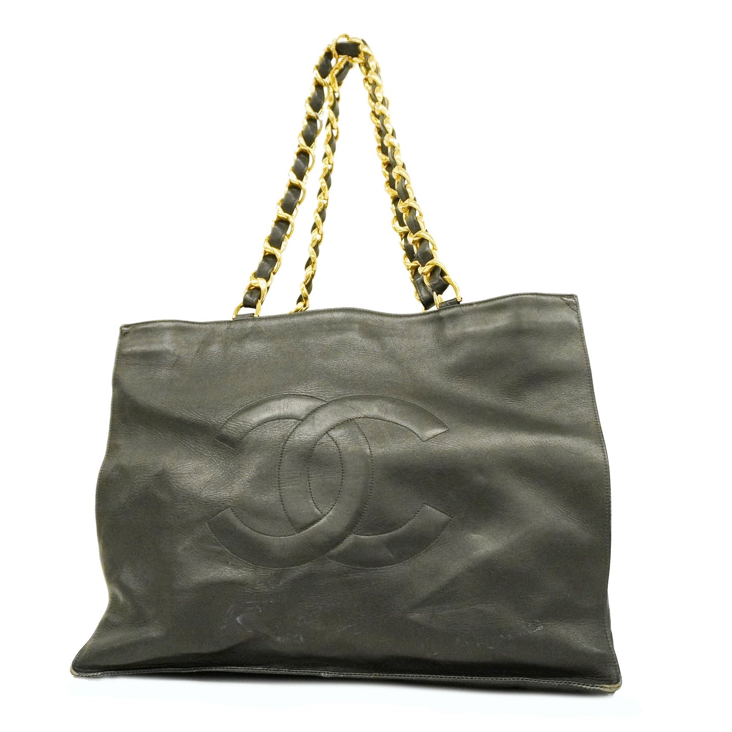 CHANEL  Chain Shoulder Women's Leather Tote Bag Black