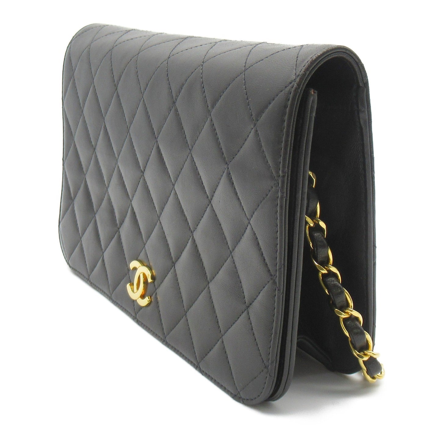 CHANEL Push Lock ChainShoulder Black Lambskin [sheep leather]