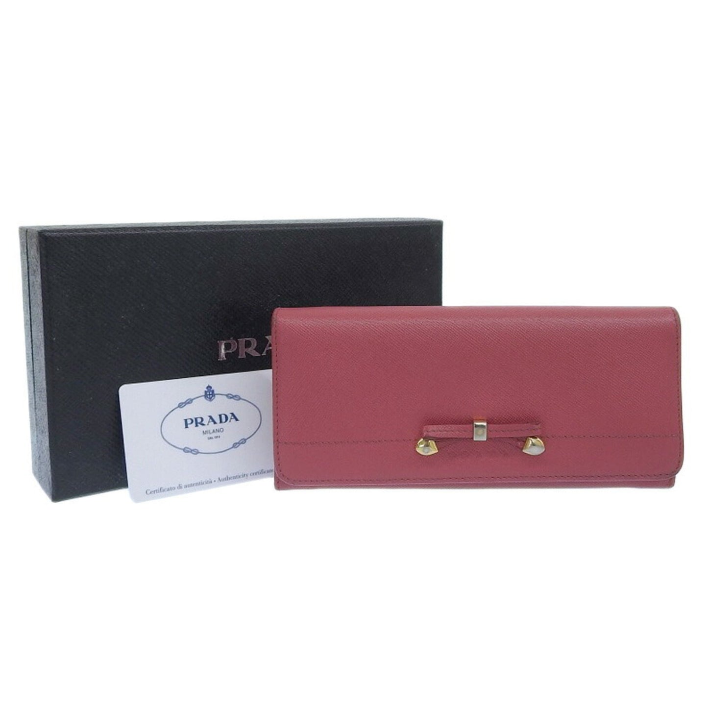 PRADA Long Wallet Ribbon 1M1132 Saffiano Peonia Pink Women's