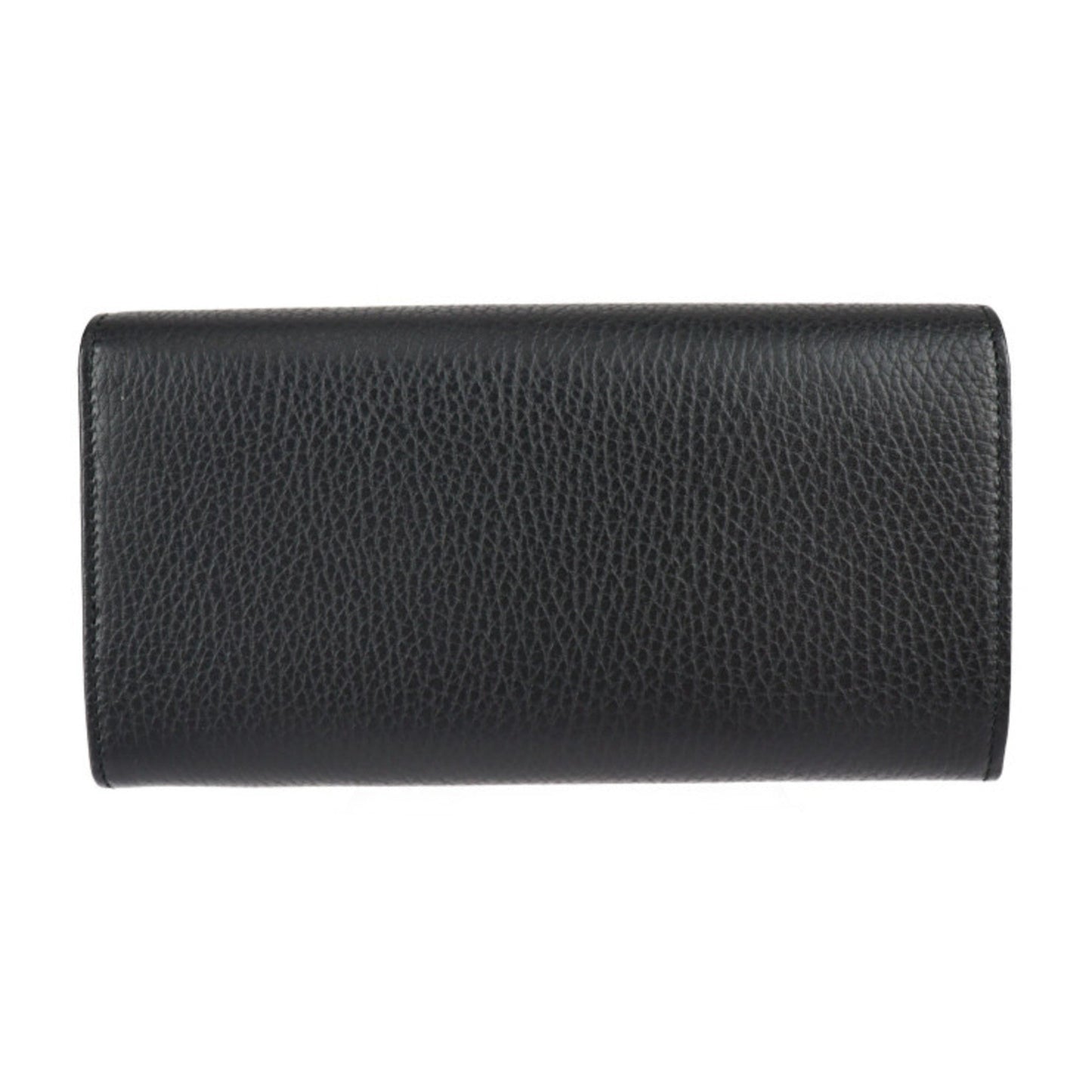 GUCCI Interlocking G Bifold Wallet 615524 Leather Black Gold Hardware Long