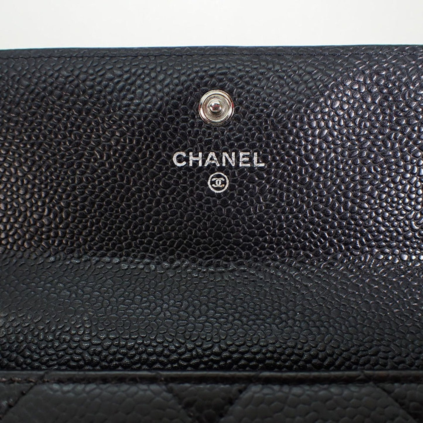 CHANEL caviar skin matelasse black long wallet