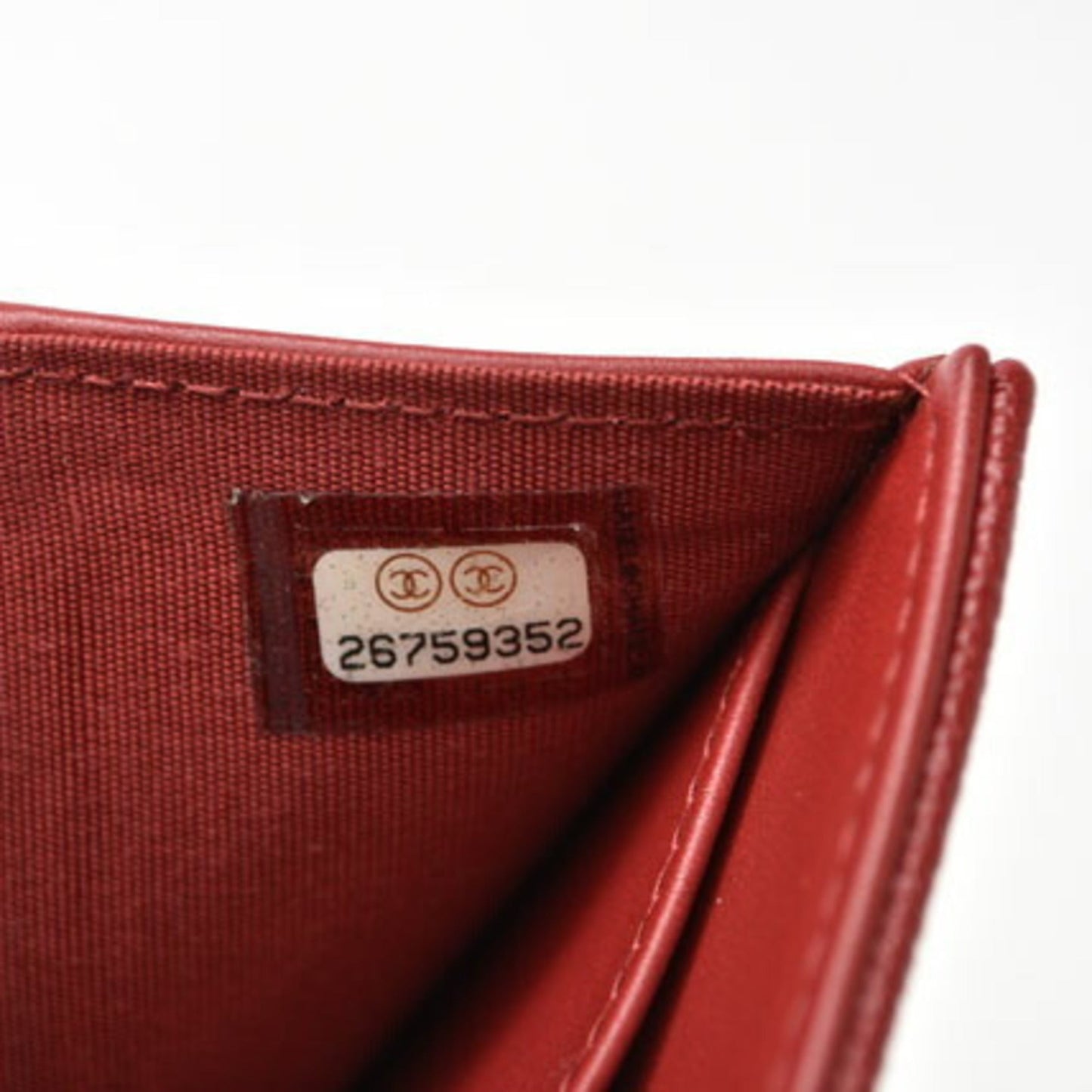 CHANEL wallet  here mark caviar skin dark red