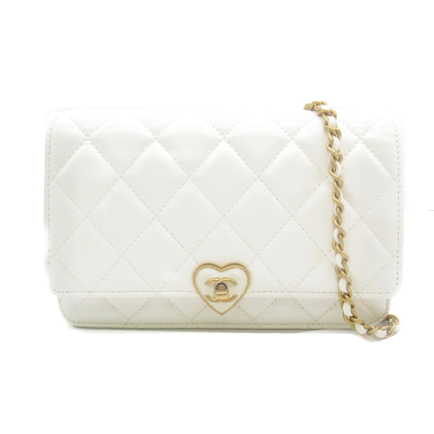 CHANEL Chain wallet White Lambskin [sheep leather] Resin AP3285B10700