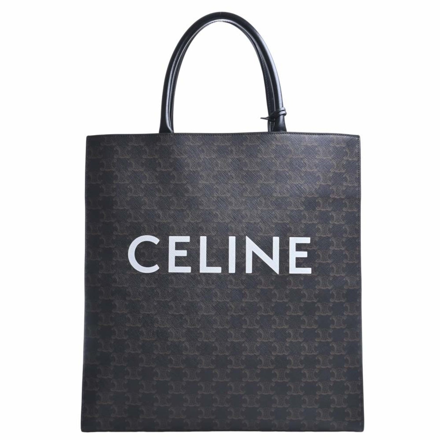 Celine Leather Vertical Cover Triomphe Large Tote Bag Black Ladies