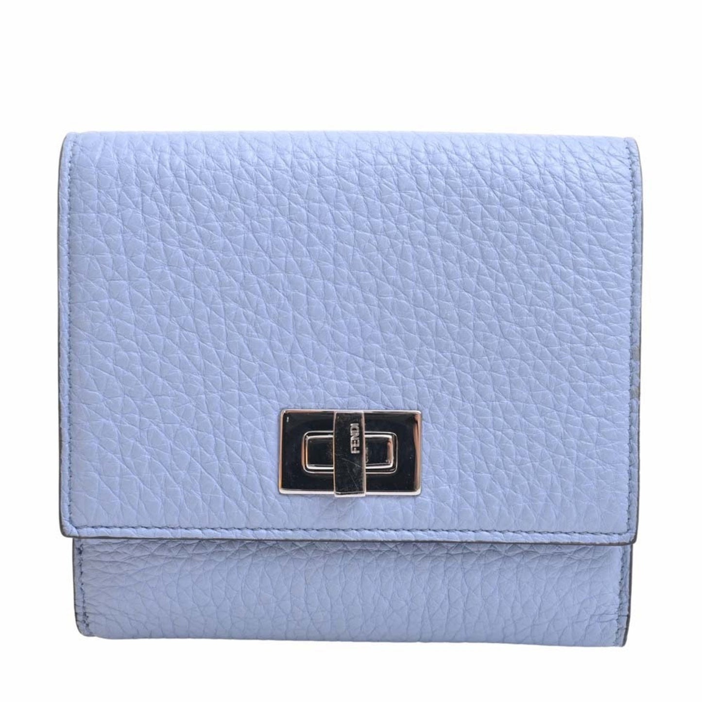 FENDI Leather Peekaboo Bifold Wallet 8M0438 Blue Ladies