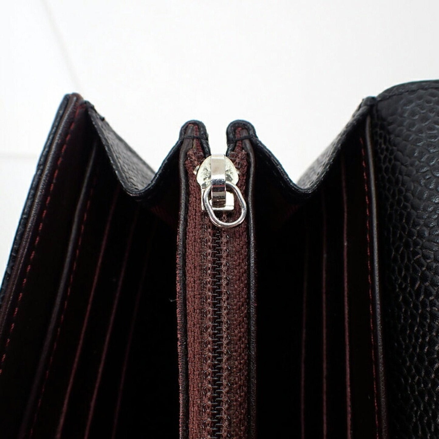 CHANEL caviar skin matelasse black long wallet