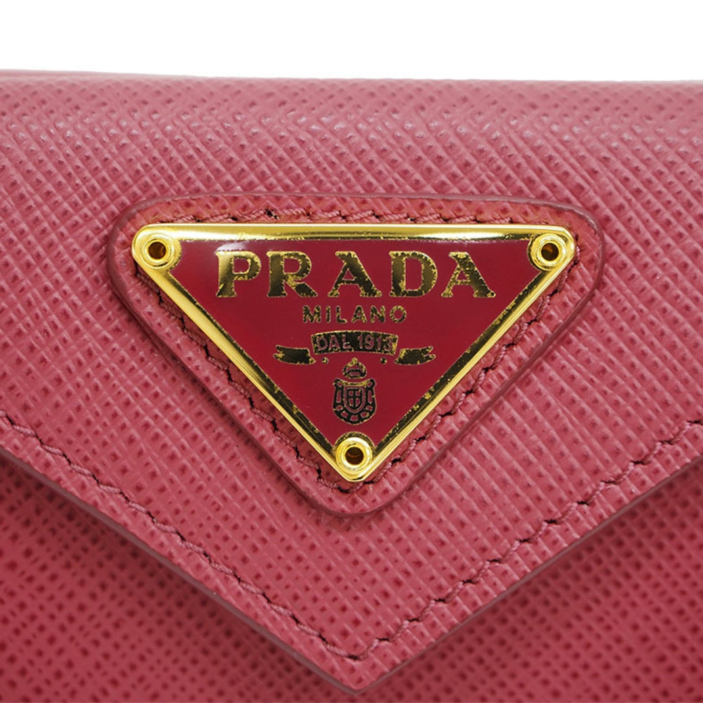 Prada 1MH021 Saffiano compact wallet pink tri-fold ladies mini