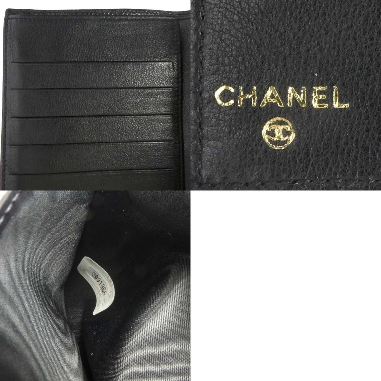 CHANEL folio wallet here mark / caviar skin black unisex