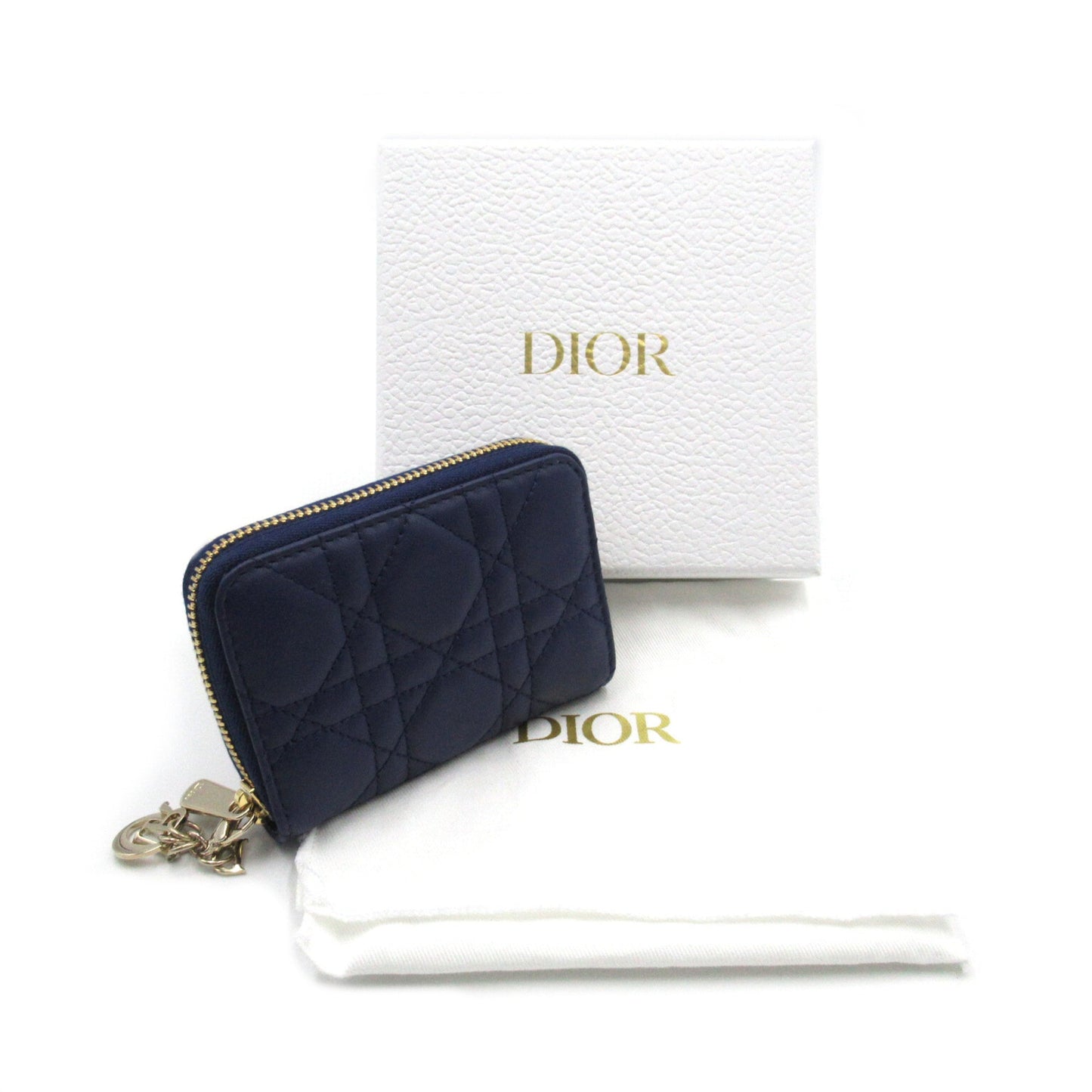 Dior lady dior medium wallet Navy Lambskin [sheep leather] S0985ONMJ14Z