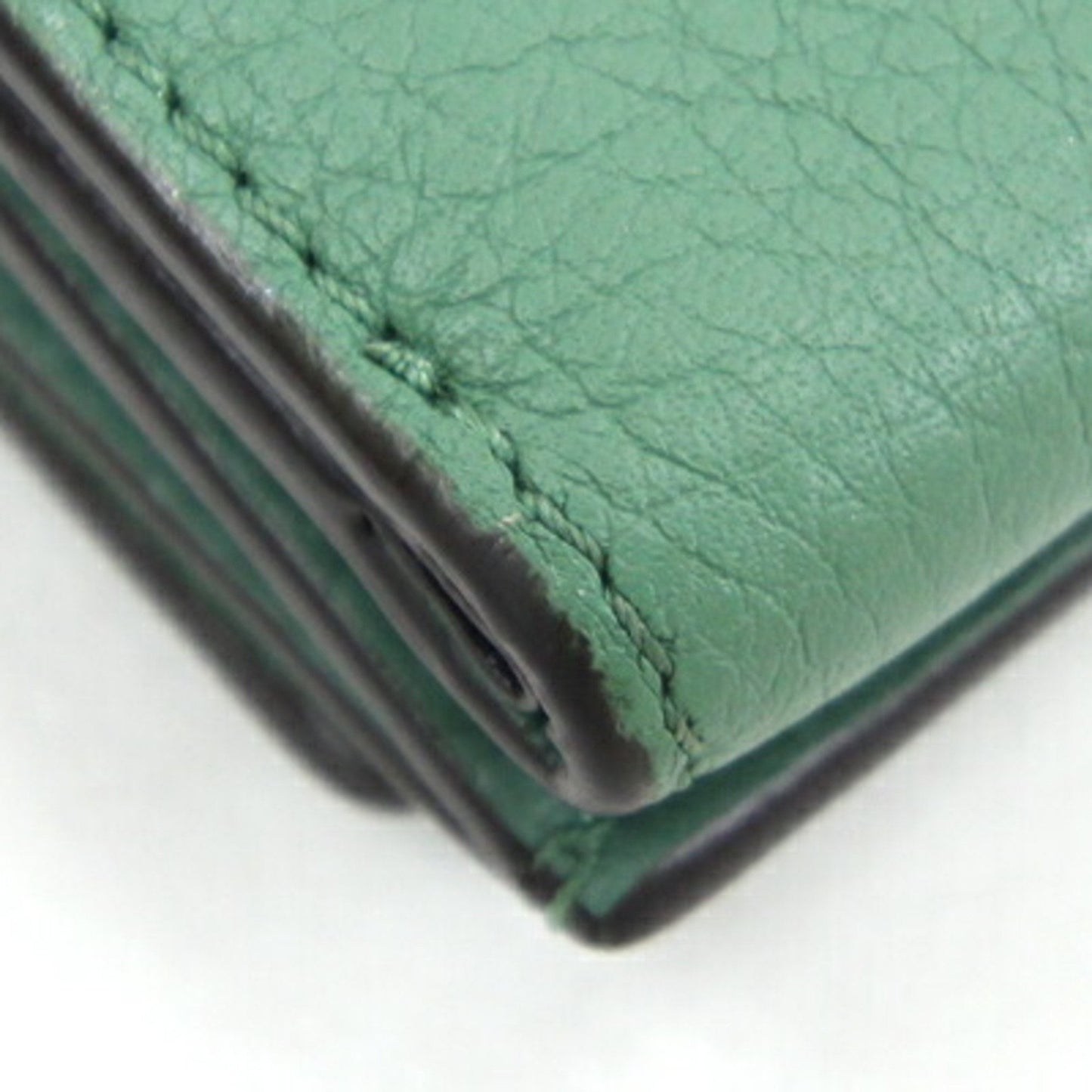 FENDI Trifold Wallet Peekaboo 8M0426 Green Leather Women's