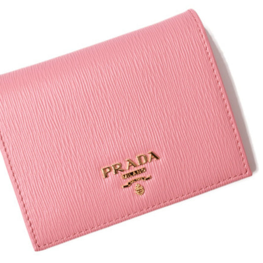 Prada wallet PRADA fold 1MV204 VITELLO MOVE embossed leather GERANIO light pink