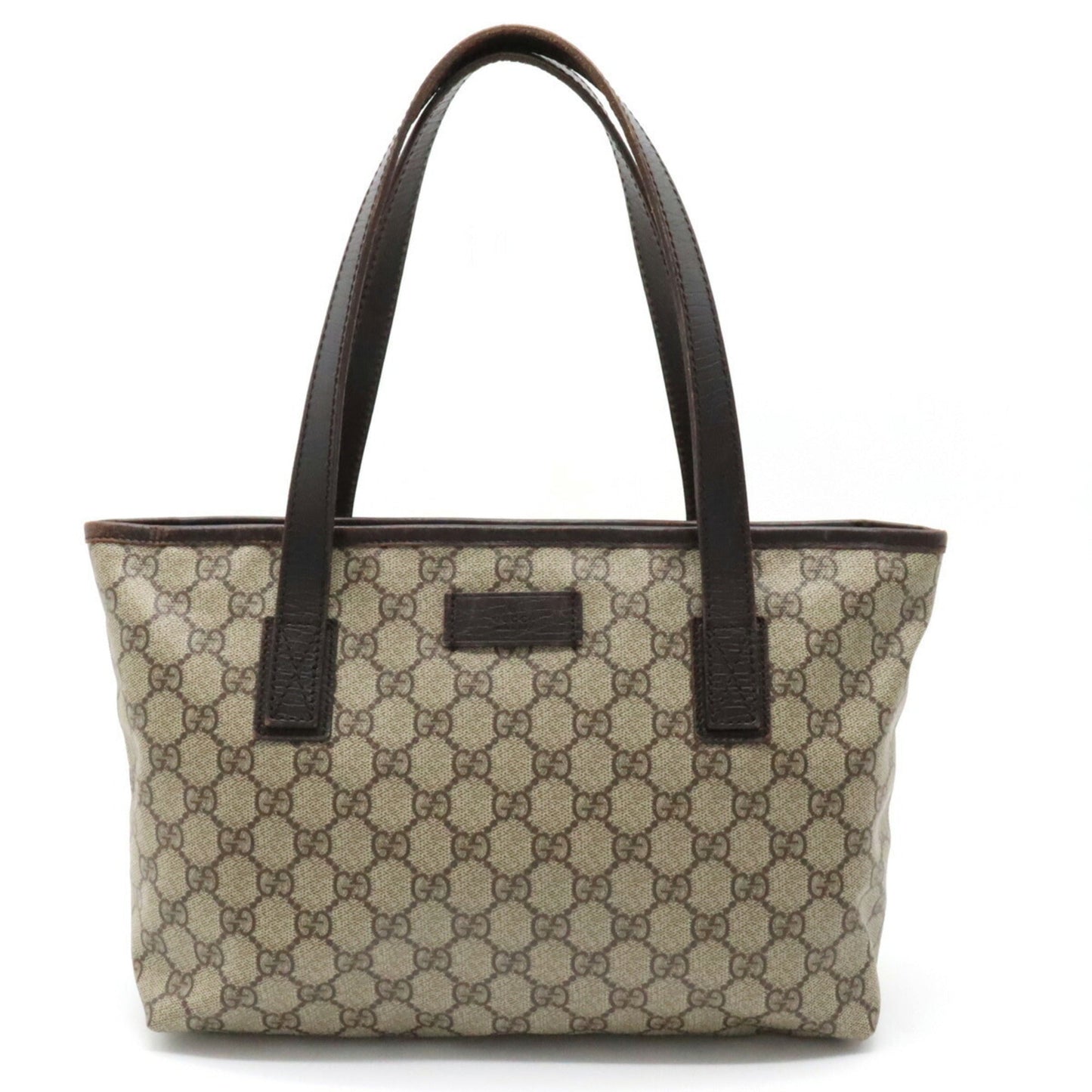 GUCCI GG Supreme Plus Tote Bag Shoulder Beige Dark Brown 181086