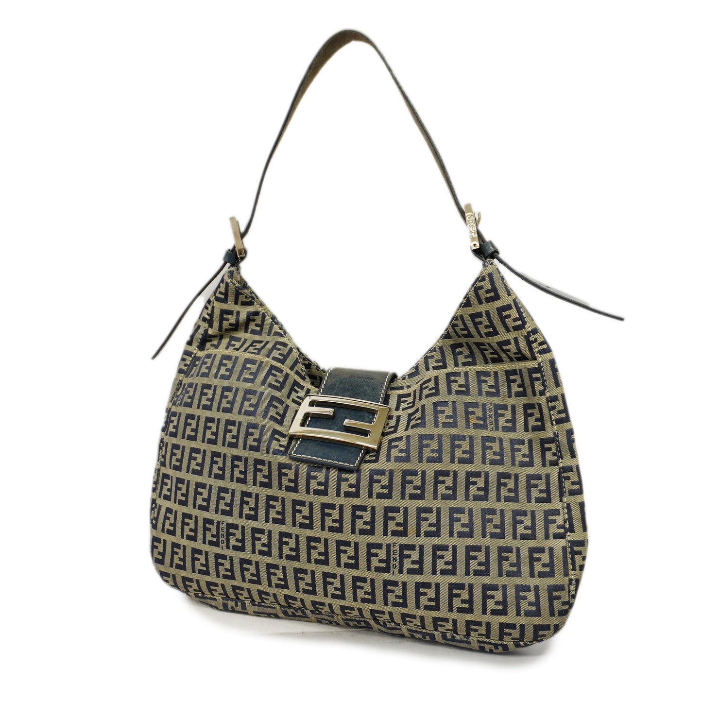 FENDI   Zucchino Handbag Women's Canvas,Leather Handbag Navy