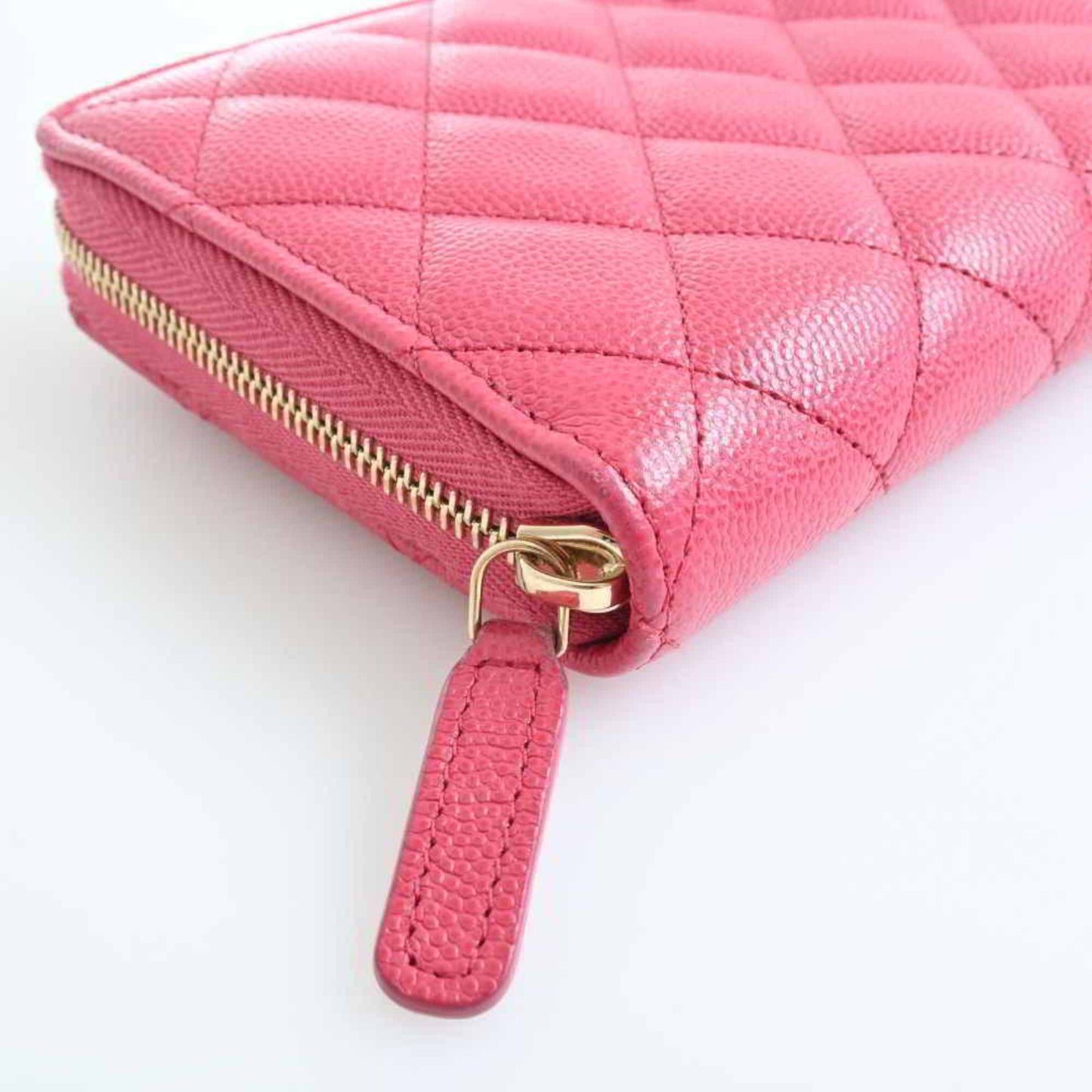 Chanel Caviar Skin Matelasse Coco Mark Timeless Classic Round Long Wallet Pink