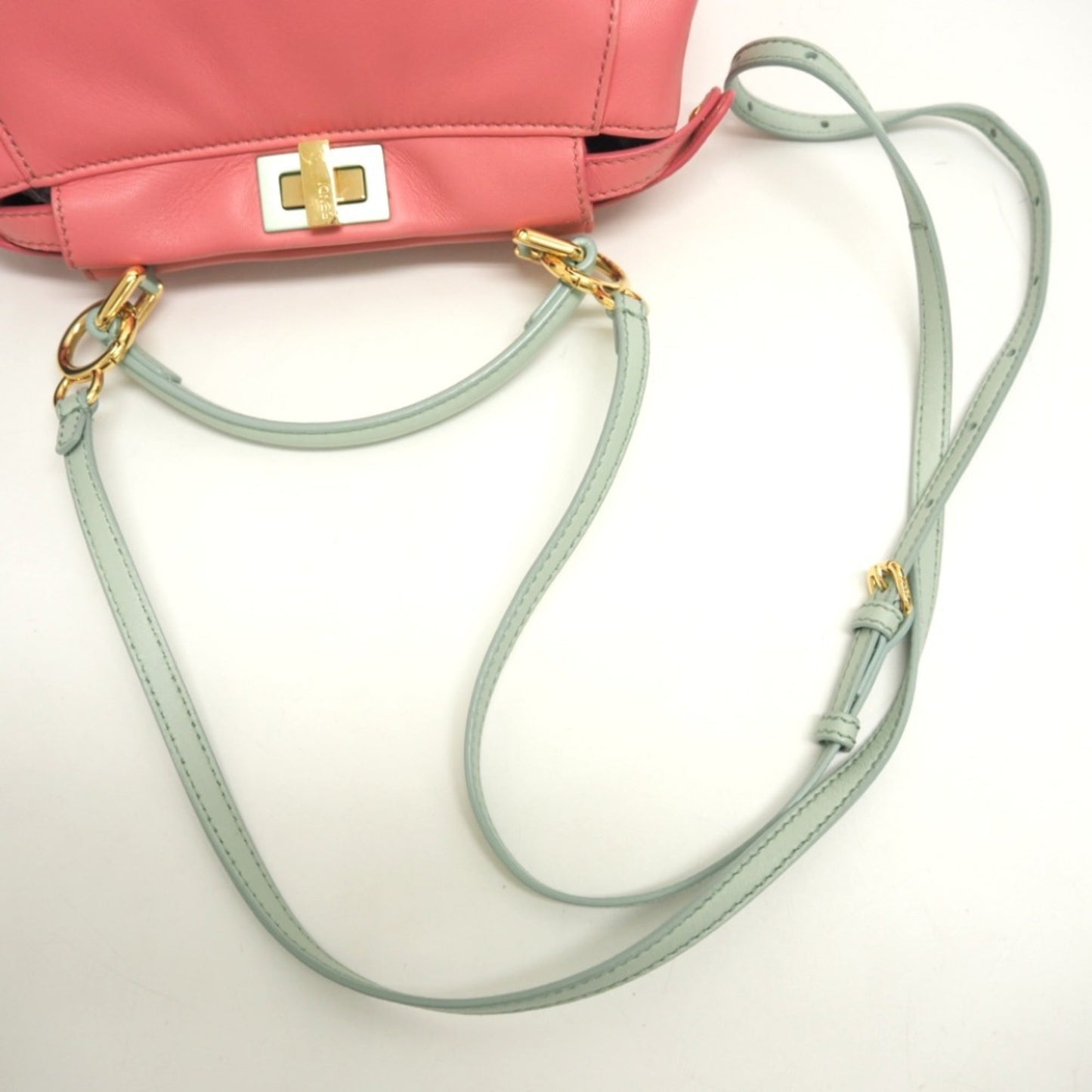 FENDI 8BN244 Mini Peekaboo 2way Handbag Shoulder Bag Pink Ladies