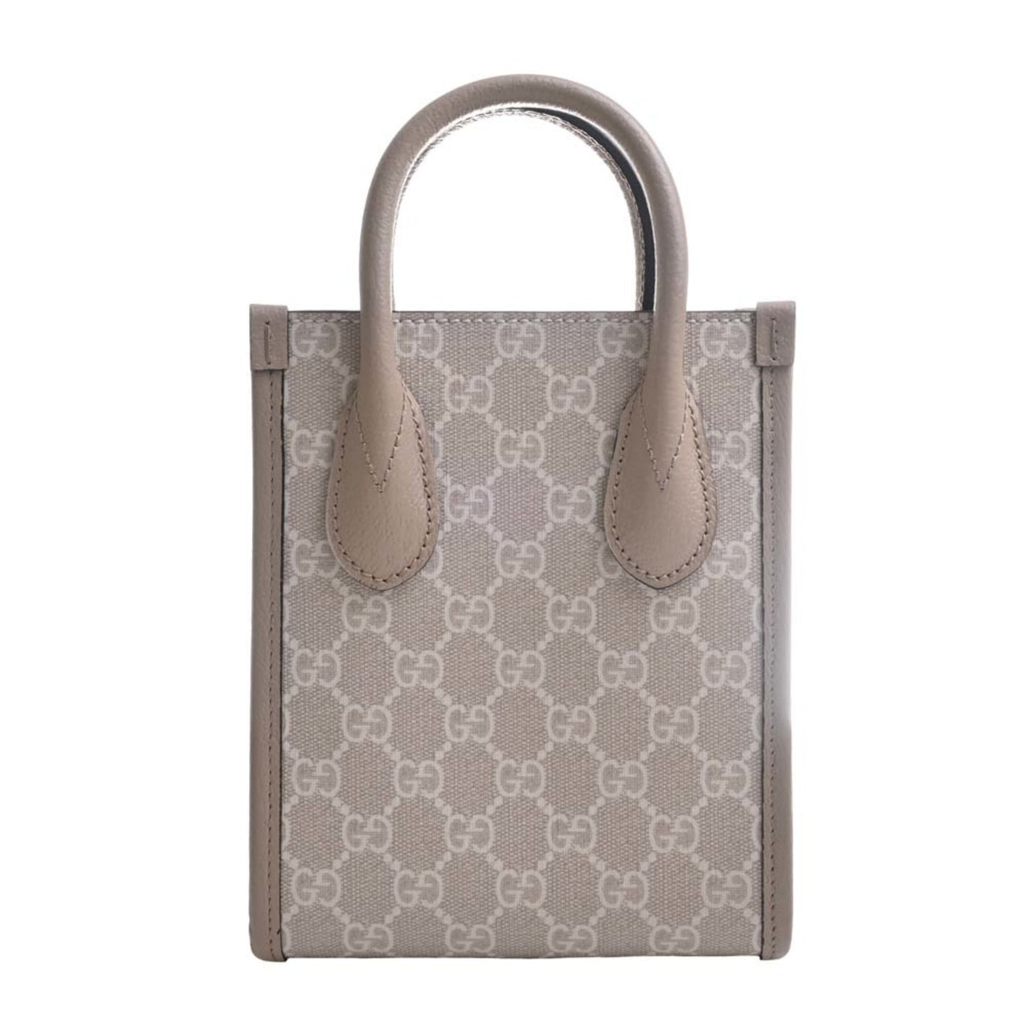 GUCCI Interlocking G GG Supreme Leather Tote Bag Shoulder 671623 Beige/White Women's