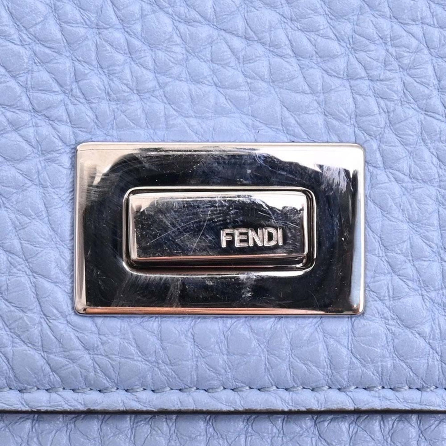 FENDI Leather Peekaboo Bifold Wallet 8M0438 Blue Ladies