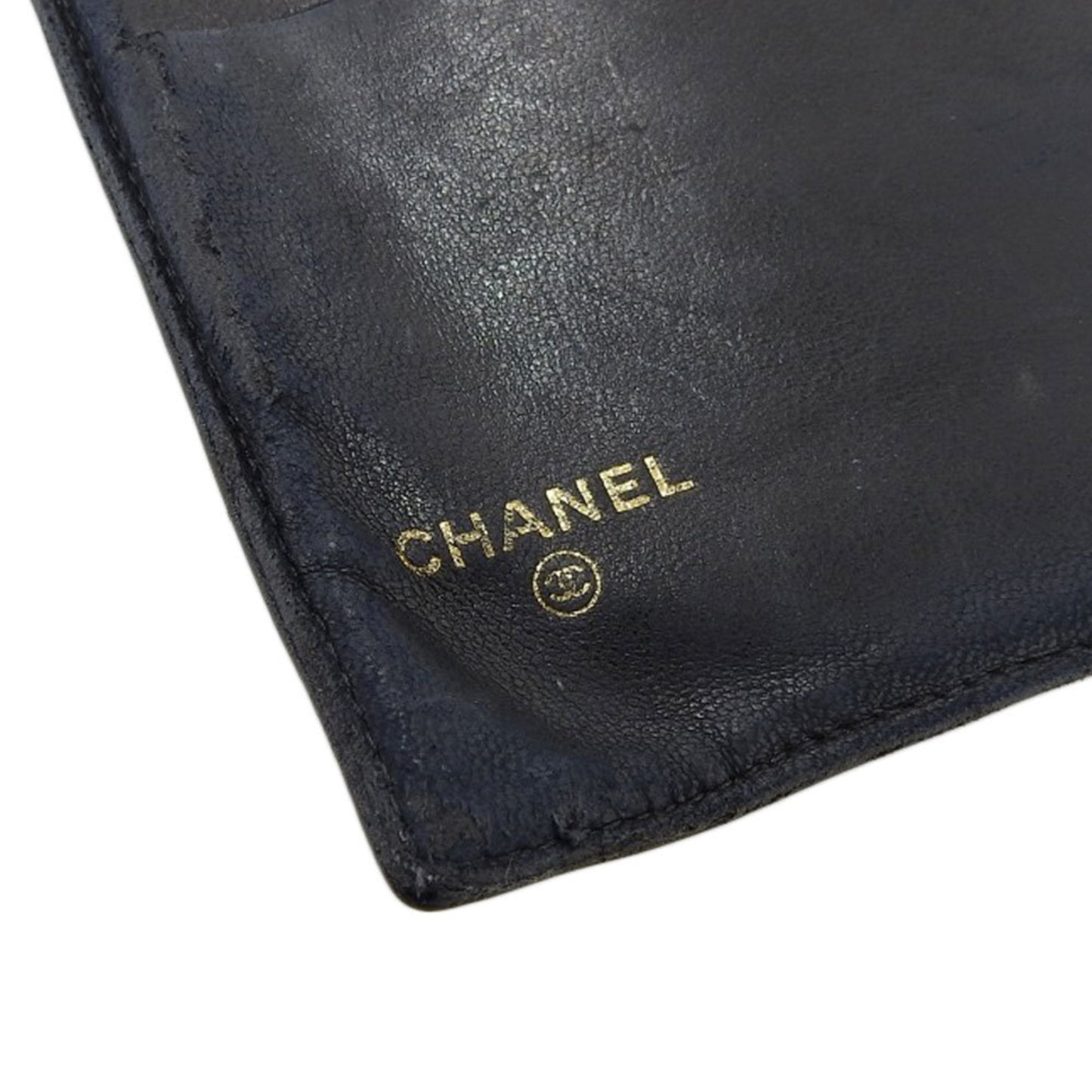 Chanel Coco Mark Logo Gama Mouth Attached Long Wallet Bifold Leather Black With Seal 4 Series