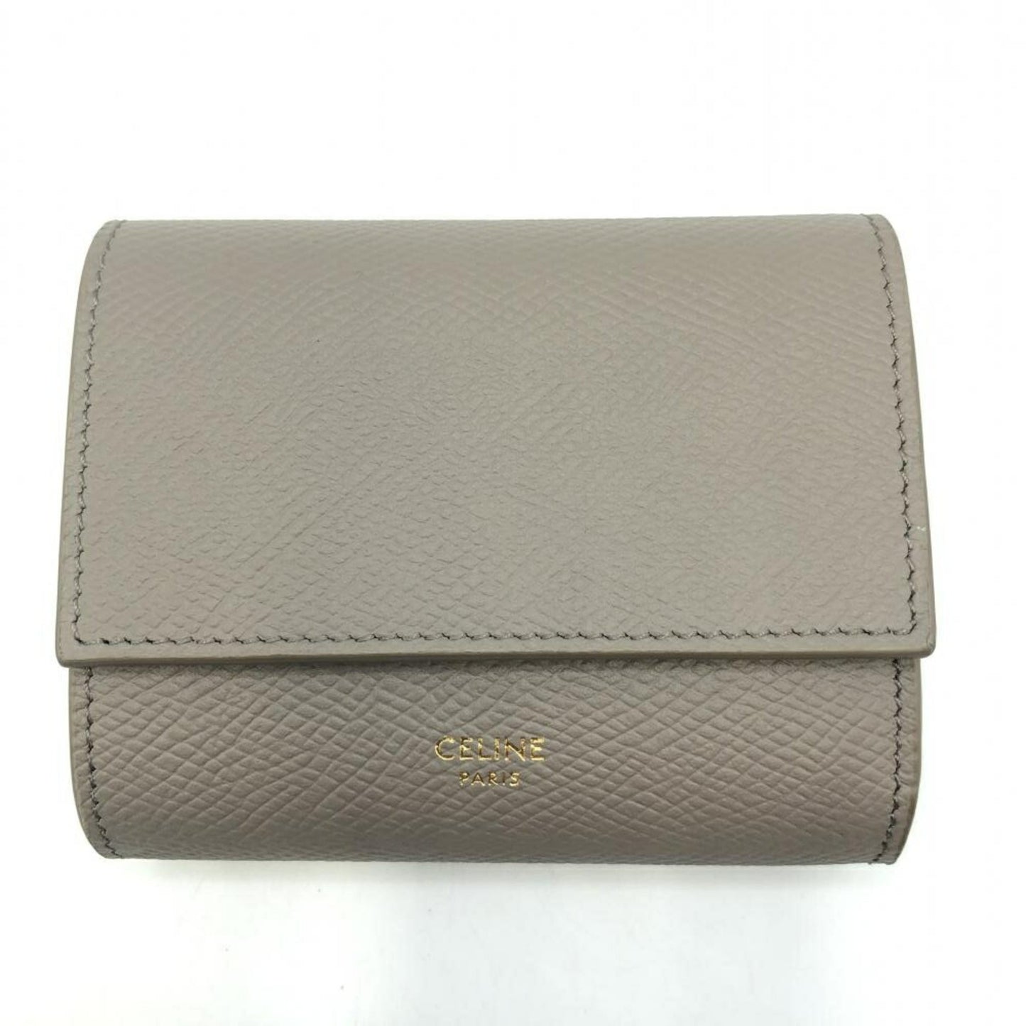 Celine Small Trifold Wallet / Grained Calfskin Pebble