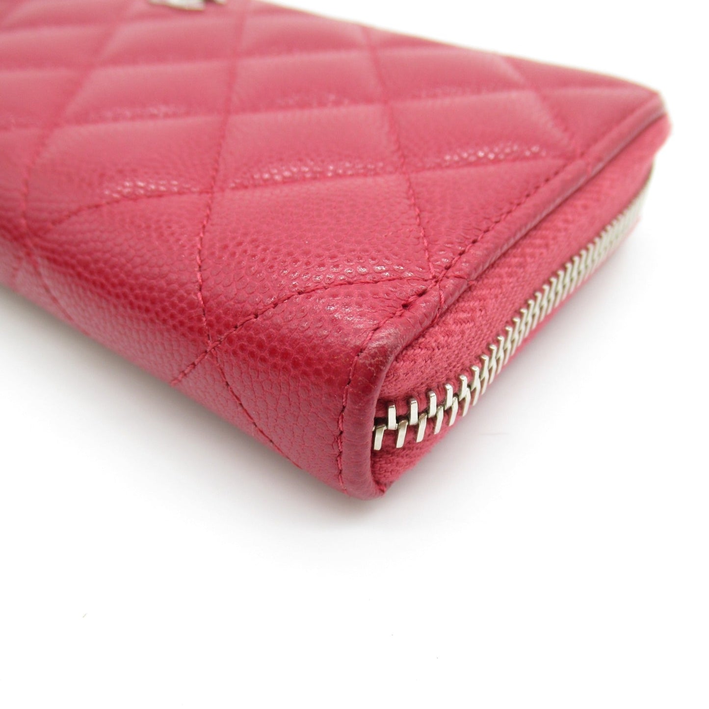 CHANEL L-shaped zipper long wallet Red Calfskin [cowhide] A68778