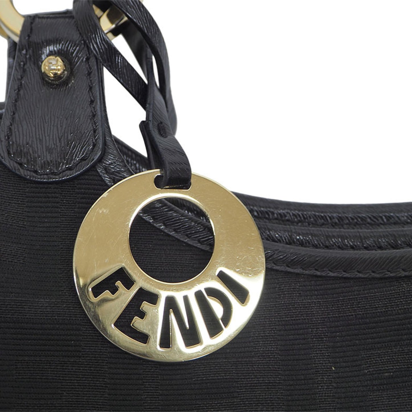 FENDI 8BH156 Zucca pattern tote bag black canvas x enamel