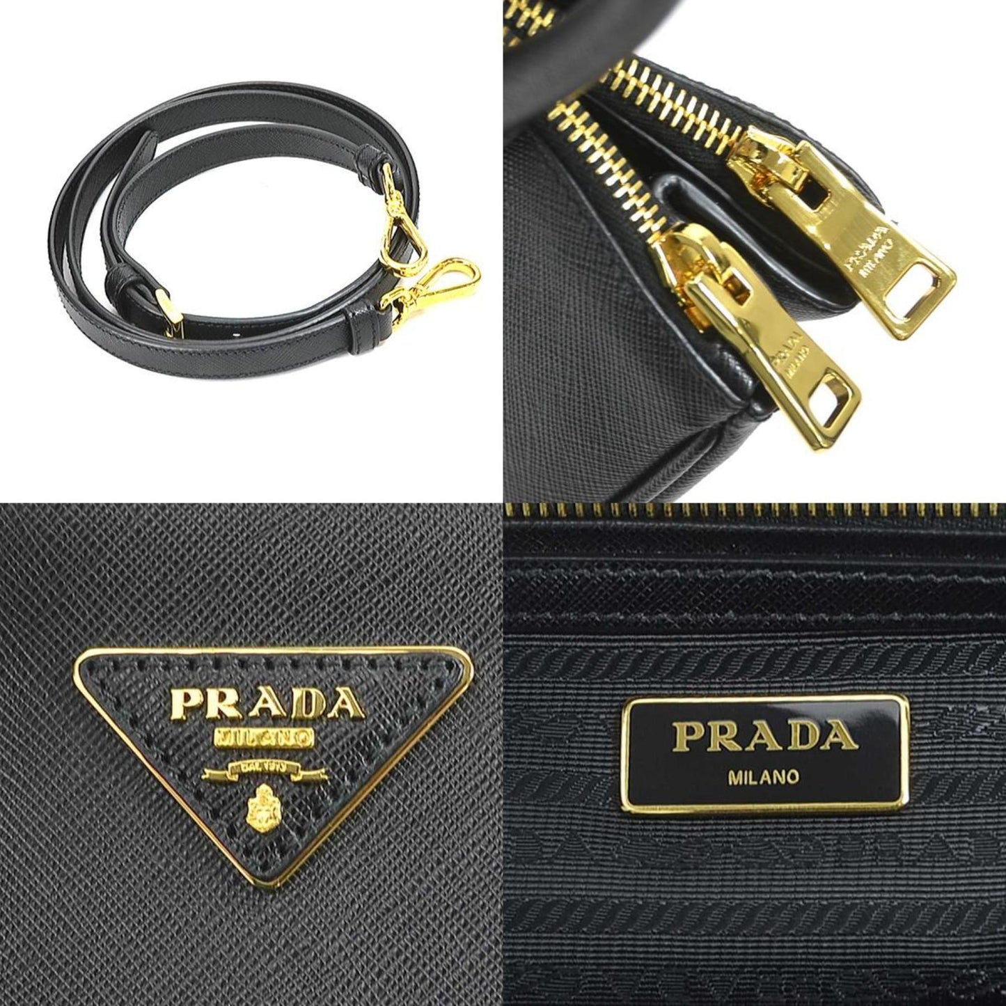 PRADA handbag shoulder bag SAFFIANO LUX calf black ladies 1BA863