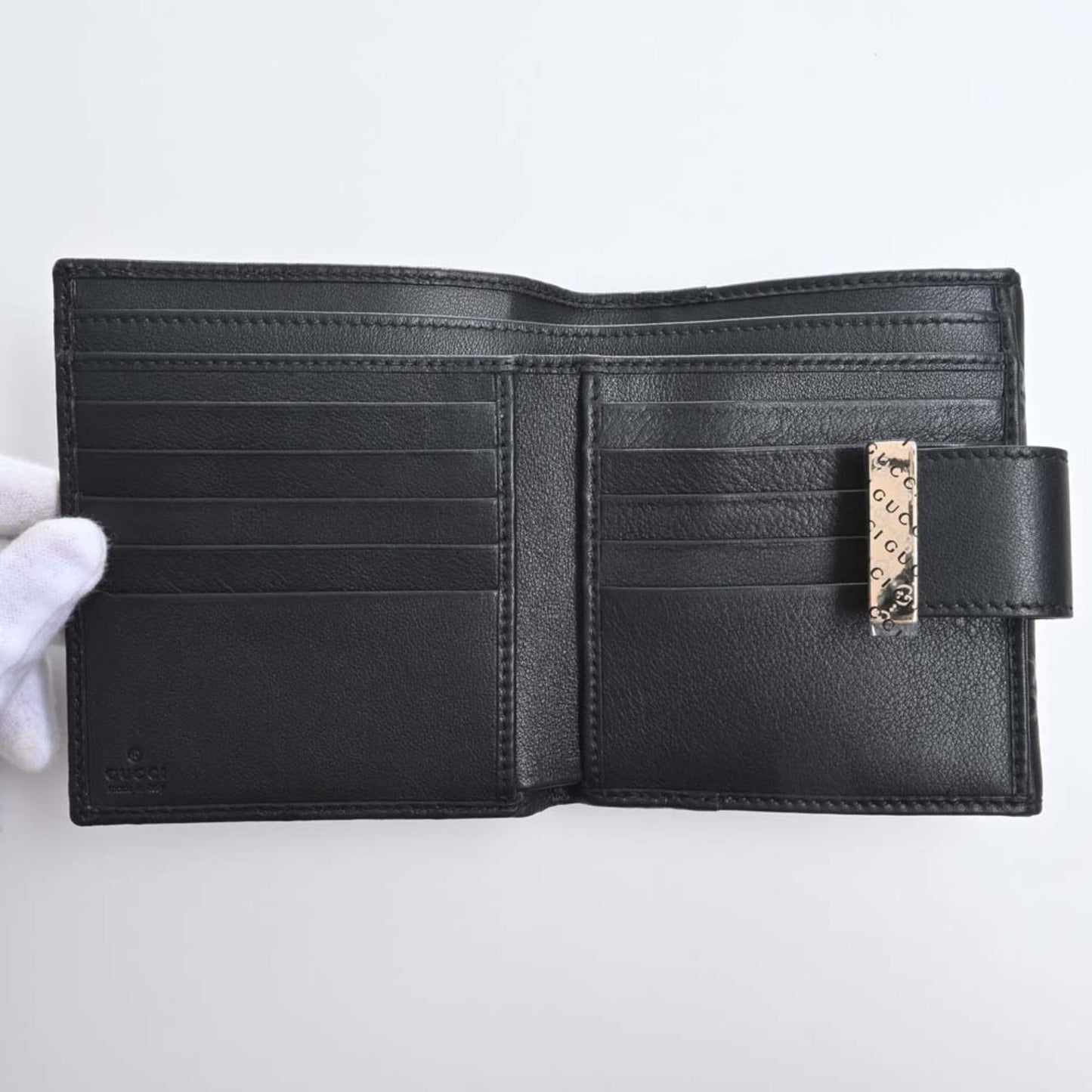 GUCCIsima Leather Bifold Wallet 212090 Black Women's