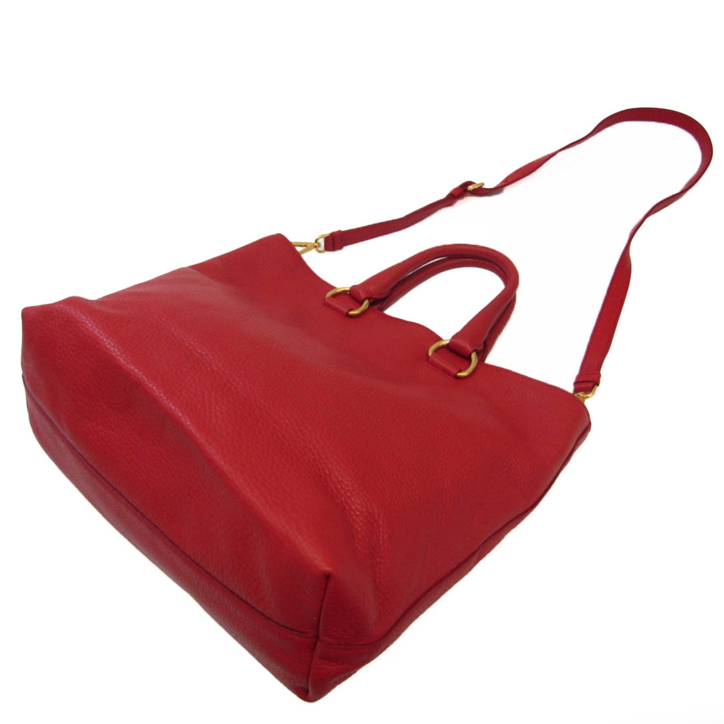 PRADA Women's Leather Shoulder Bag,Tote Bag Red Color