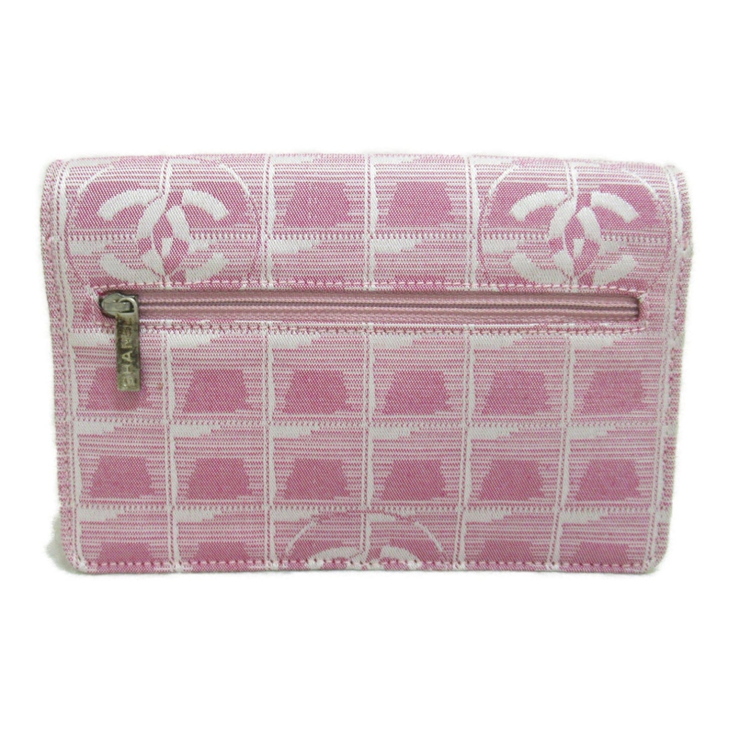 CHANEL Chain wallet Shoulder Bag Pink Nylon Nylon jacquard