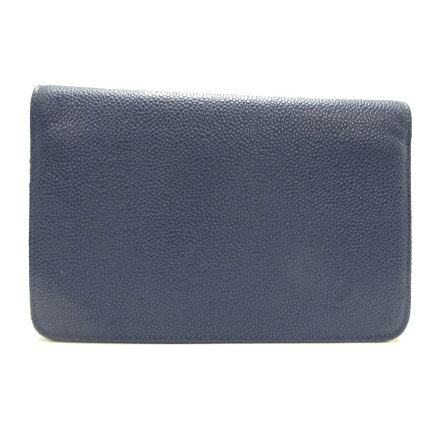 Chanel chain ladies long wallet caviar skin blue